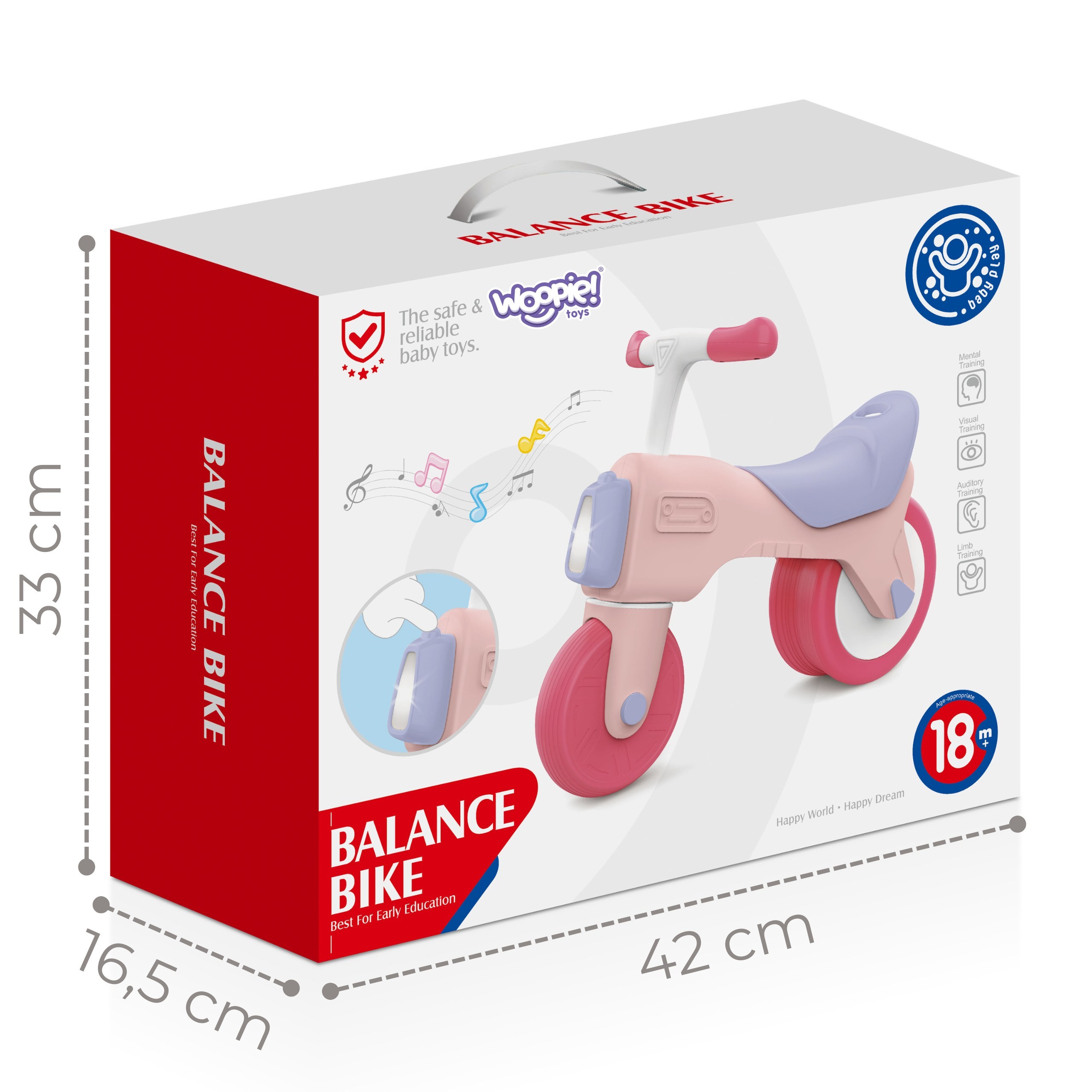 WOOPIE Balance Bike Ride-On Sound 18m+ Pink - Slika 8