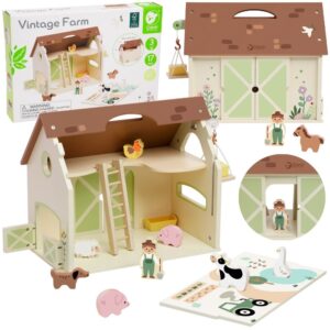 CLASSIC WORLD Wooden Farm House Vintage Figure Set 17 pcs.