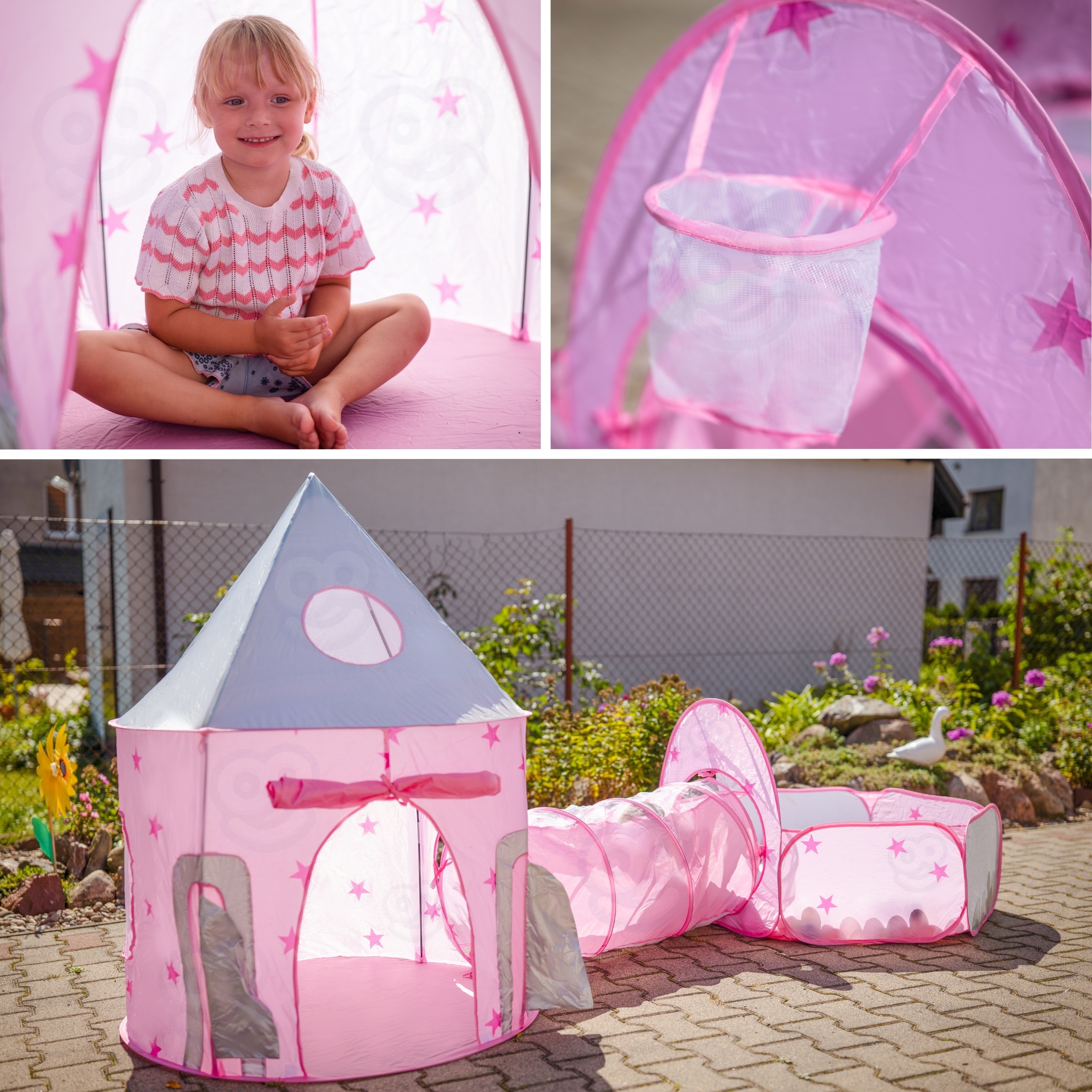 WOOPIE 3-in-1 Tent Princess Palace XXL House Tunnel Dry Pool - Slika 5