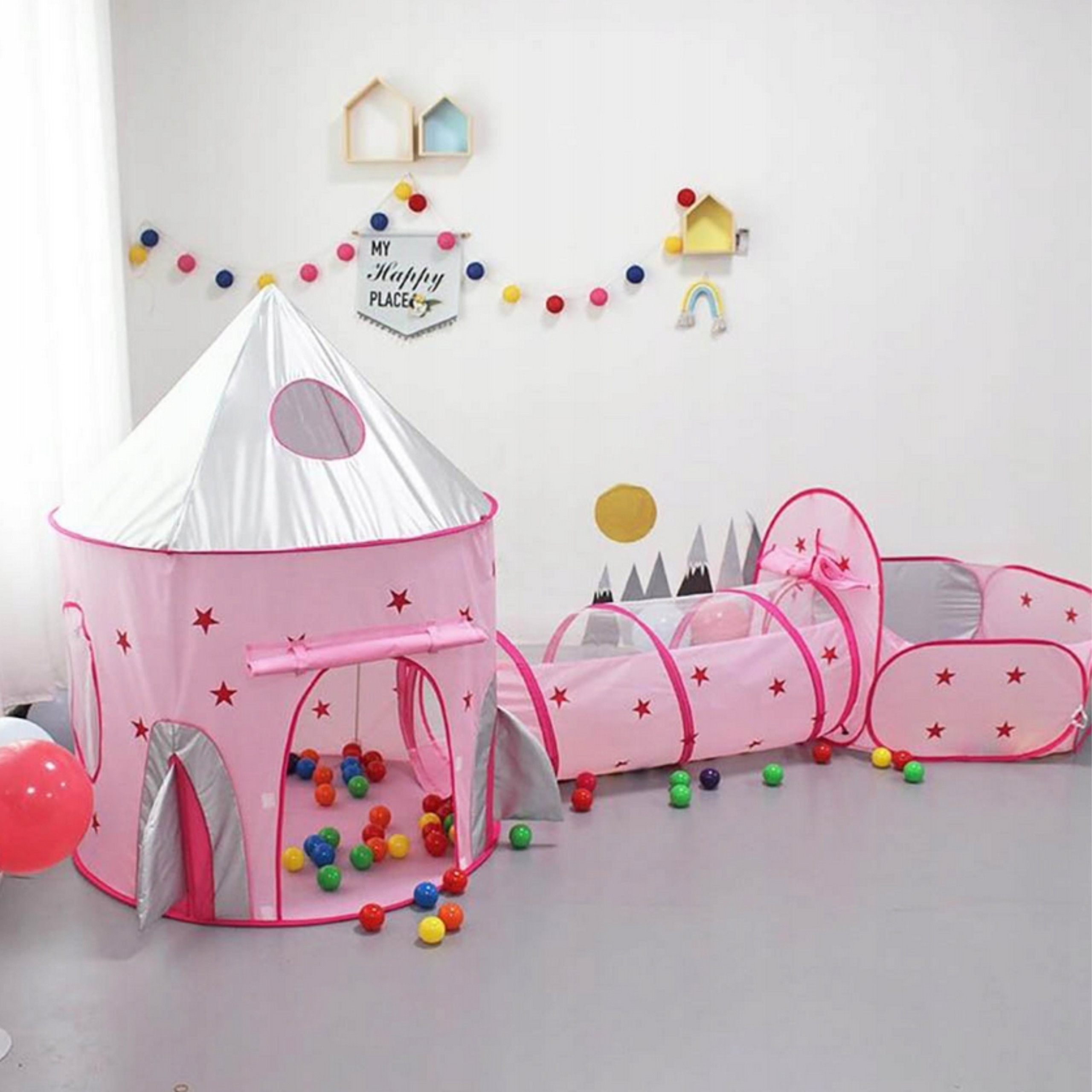 WOOPIE 3-in-1 Tent Princess Palace XXL House Tunnel Dry Pool - Slika 7