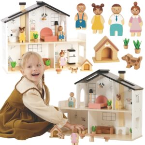 Tooky Toy drvena kućica za lutke – 20 dijelova