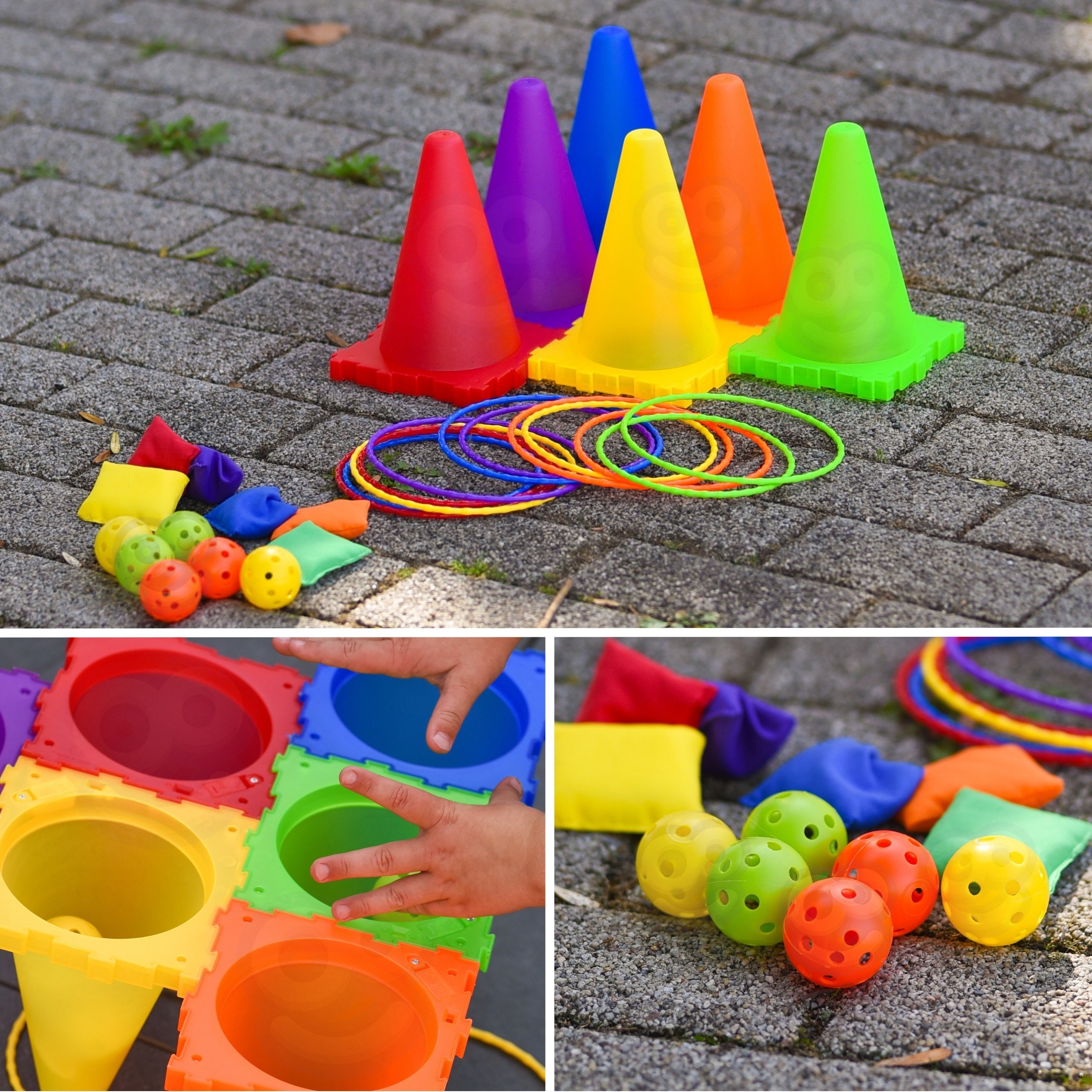 WOOPIE Garden Game Set 3 in 1 Throw at the Target Cones Hoops Bags 30 pcs. - Slika 4