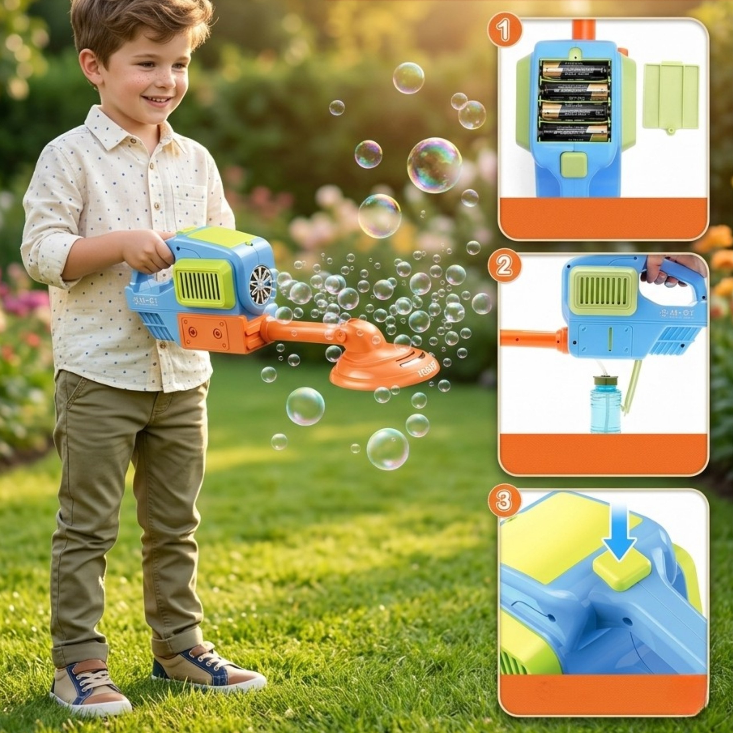 WOOPIE Hand Lawn Mower Bubble Machine Blue - Slika 6