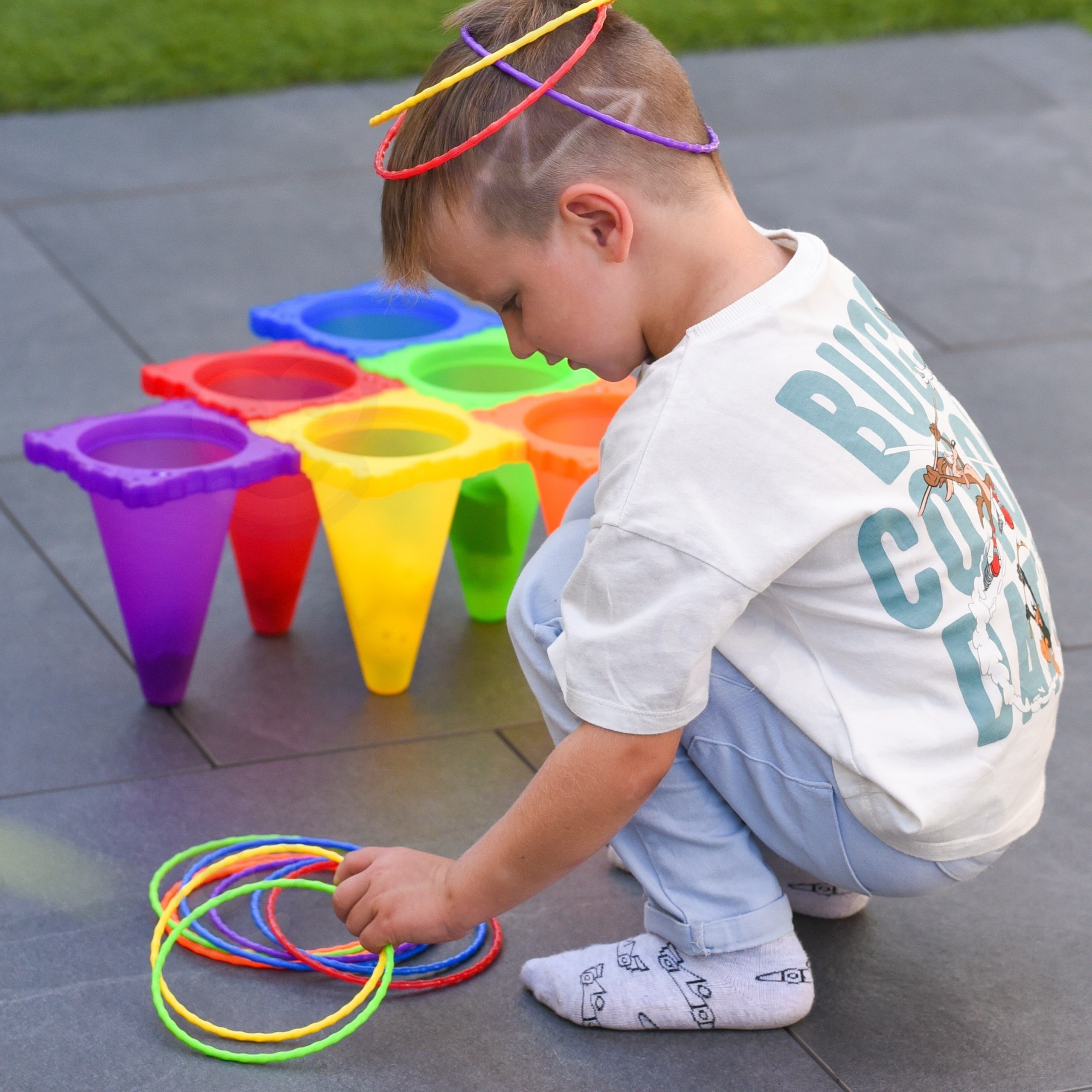 WOOPIE Garden Game Set 3 in 1 Throw at the Target Cones Hoops Bags 30 pcs. - Slika 7