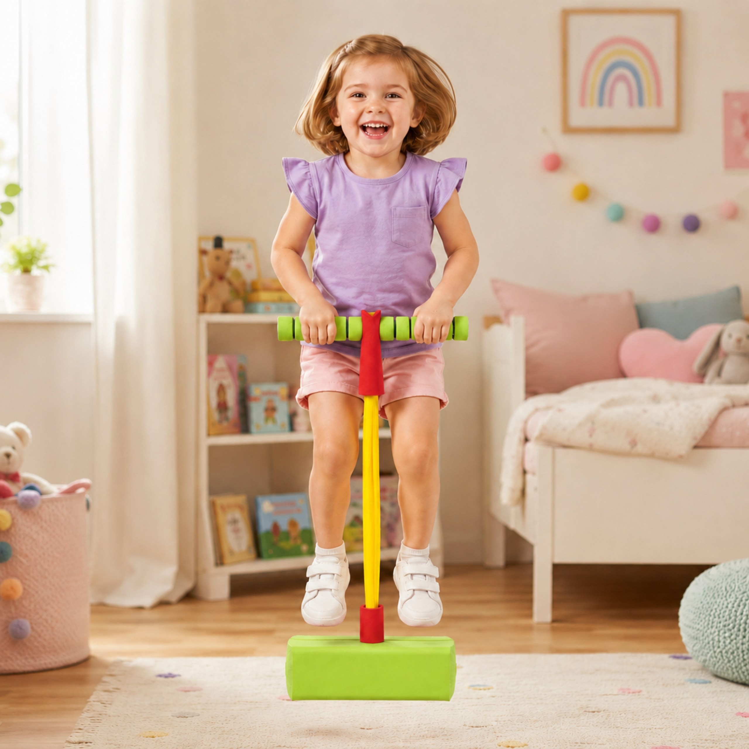 WOOPIE Foam Green Pogo Jumper for Kids for Jumping Balance Training - Slika 4