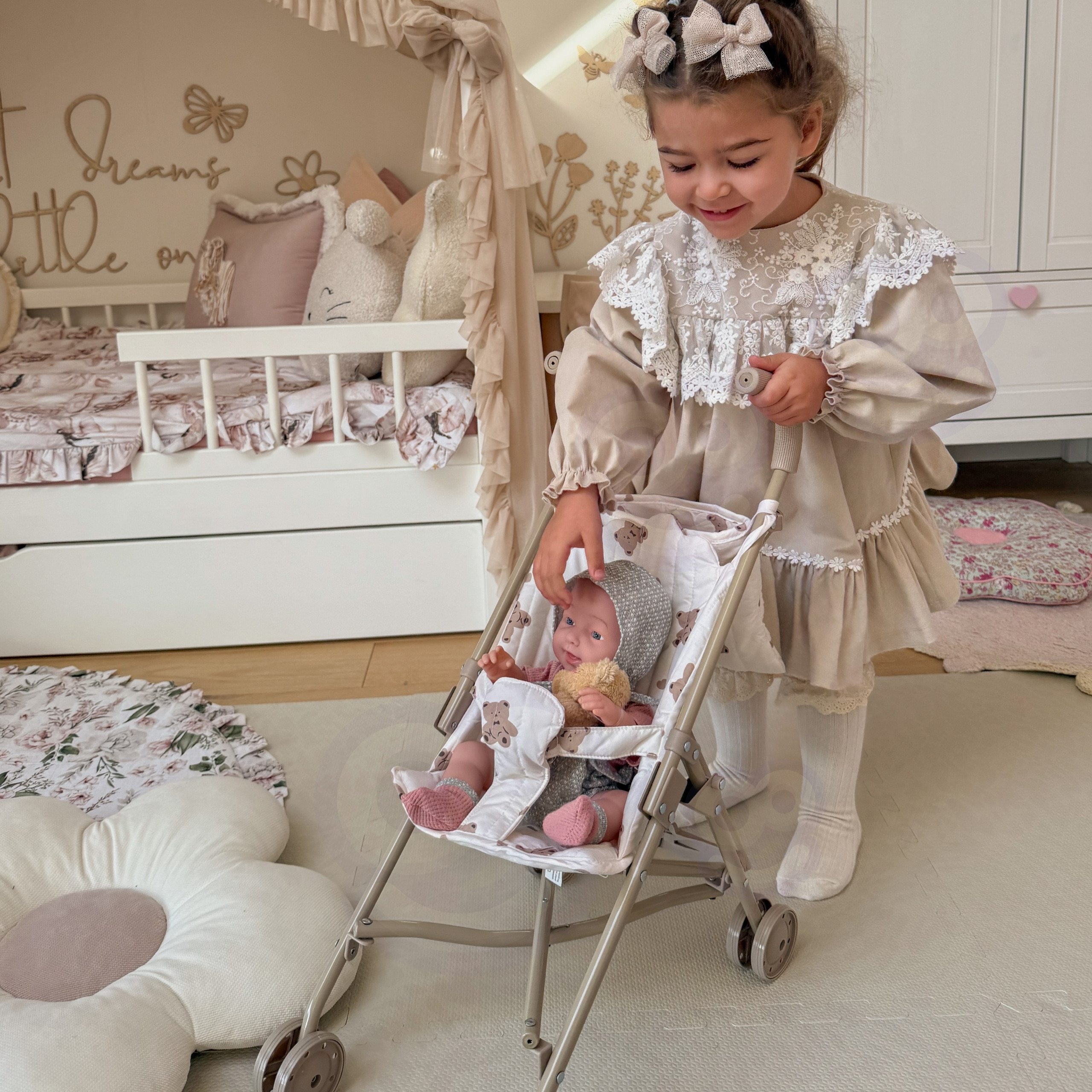 WOOPIE ROYAL Vintage Teddy Bear Doll Stroller - Slika 2