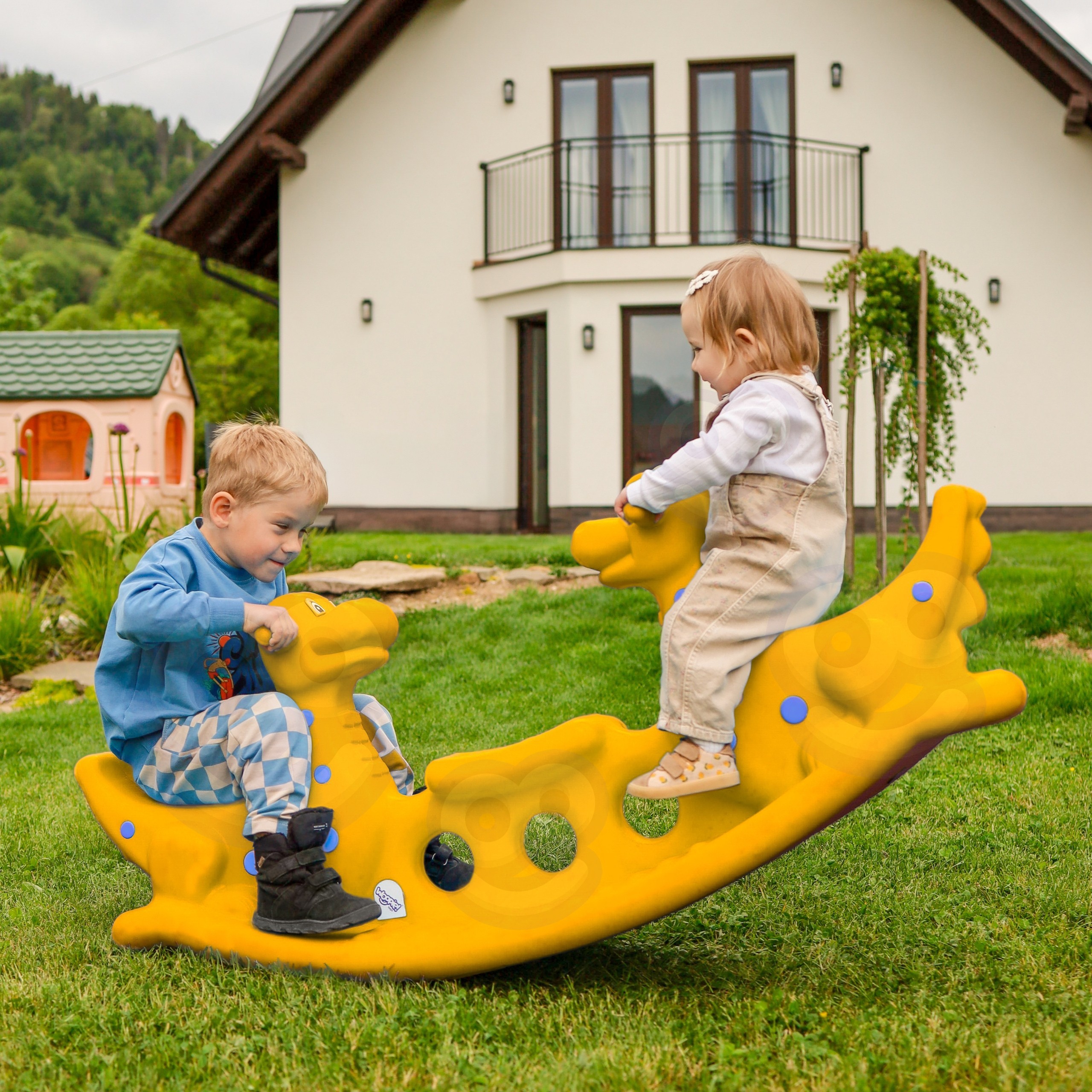 WOOPIE Multi-Person Dino Rocker Balance Swing Yellow - Slika 3