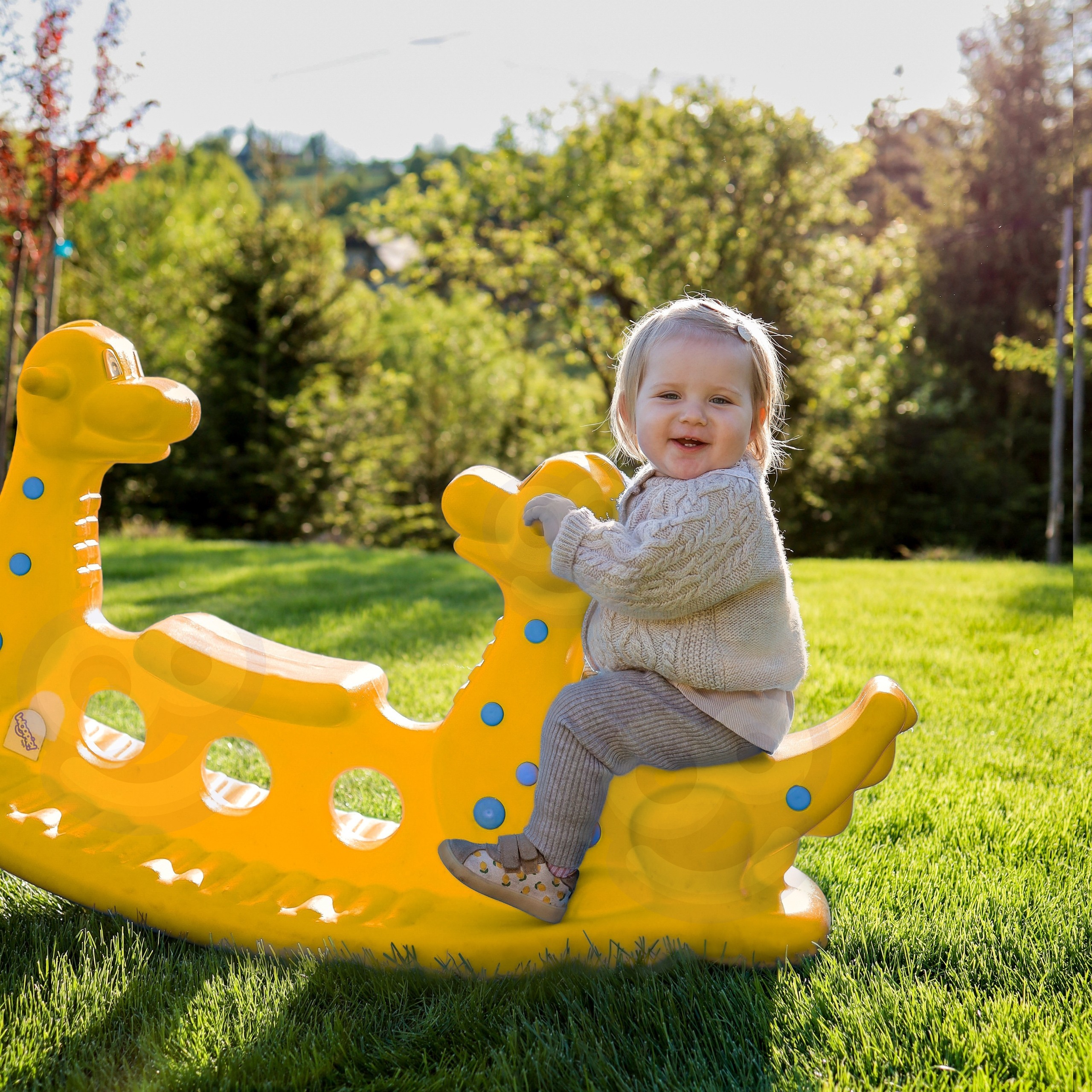 WOOPIE Multi-Person Dino Rocker Balance Swing Yellow - Slika 4