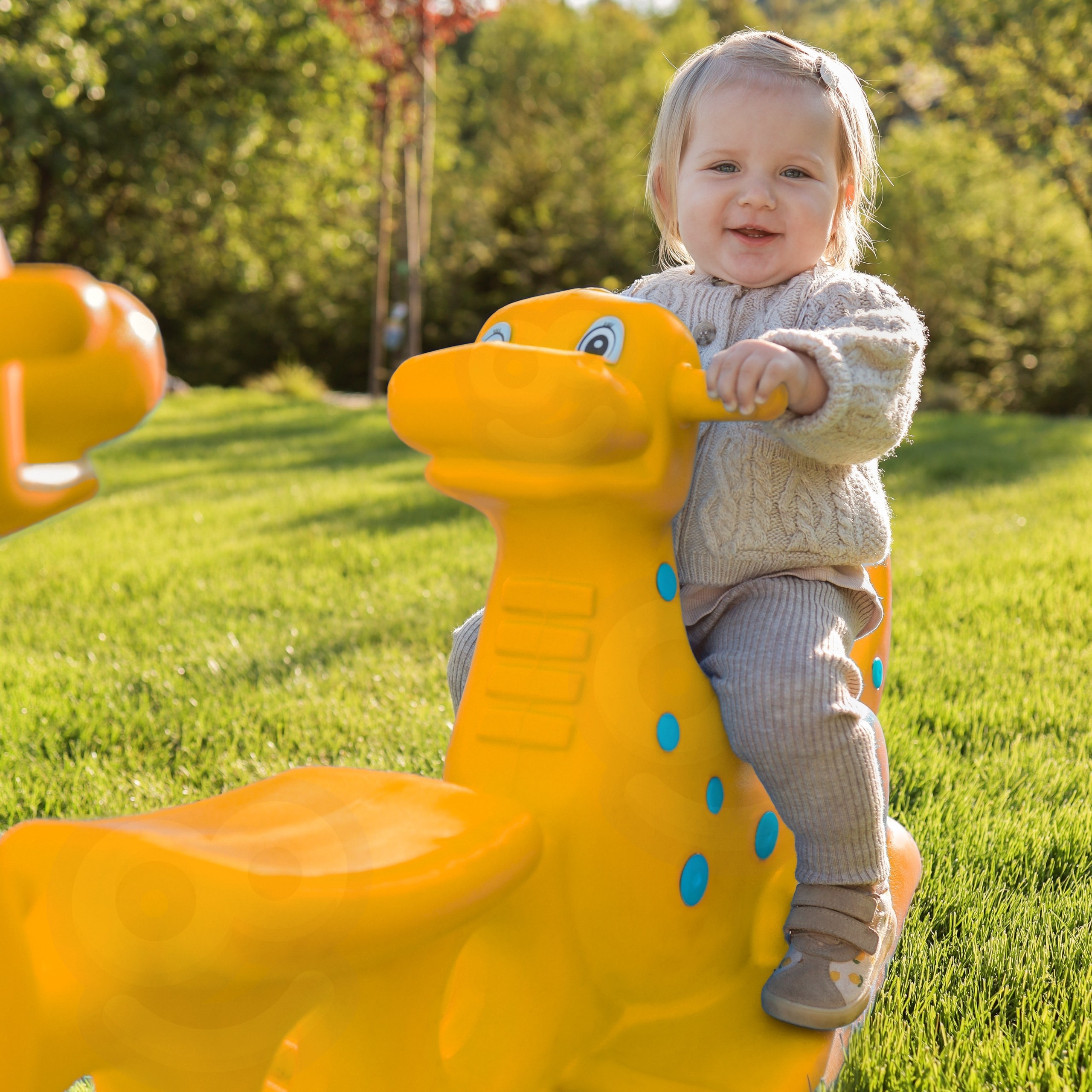 WOOPIE Multi-Person Dino Rocker Balance Swing Yellow - Slika 5