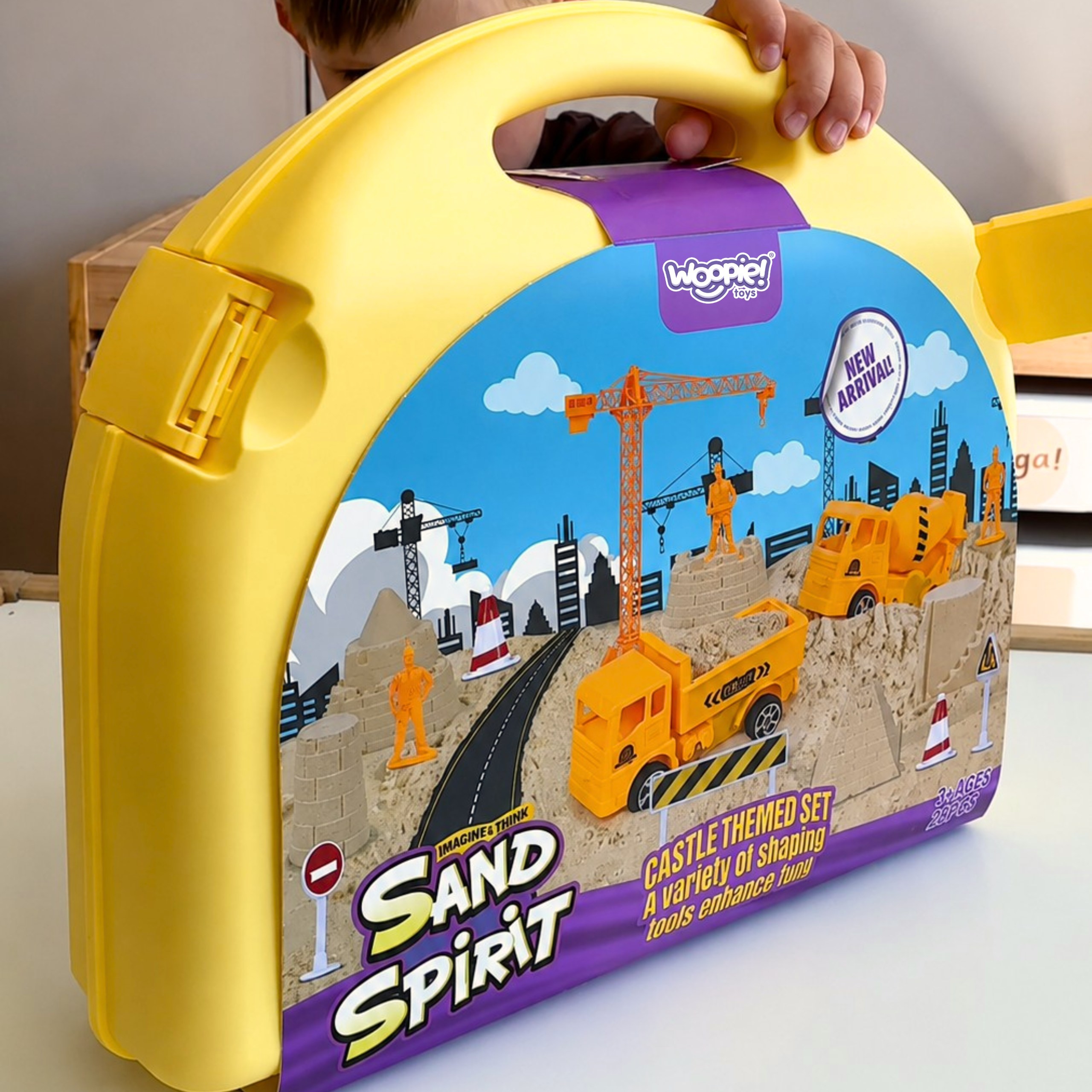 WOOPIE Kinetic Sand Construction Site Suitcase Crane Cars - Slika 4