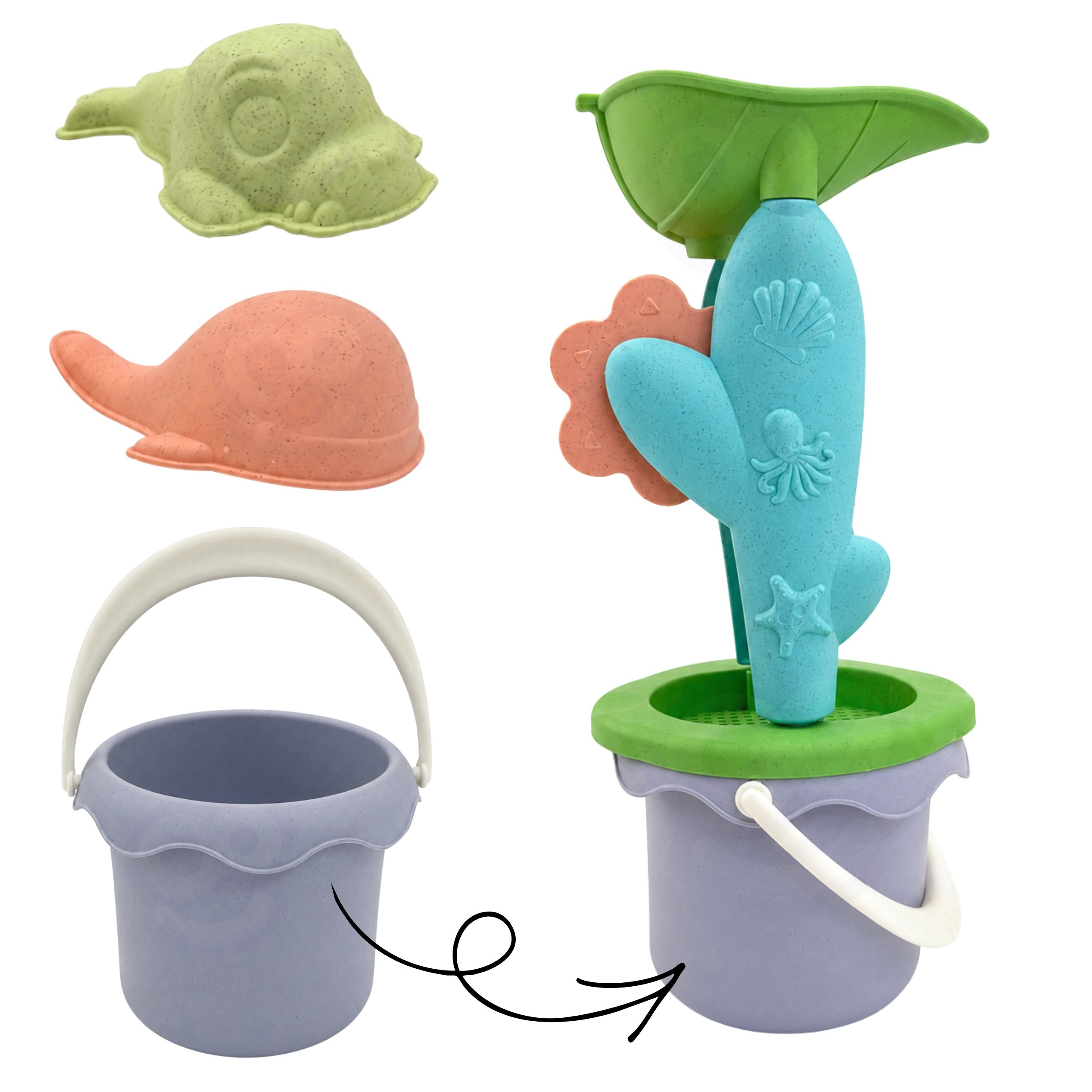 WOOPIE GREEN Set with Bucket and Spinning Wheel 5 pcs. Strainer and Molds - Slika 5