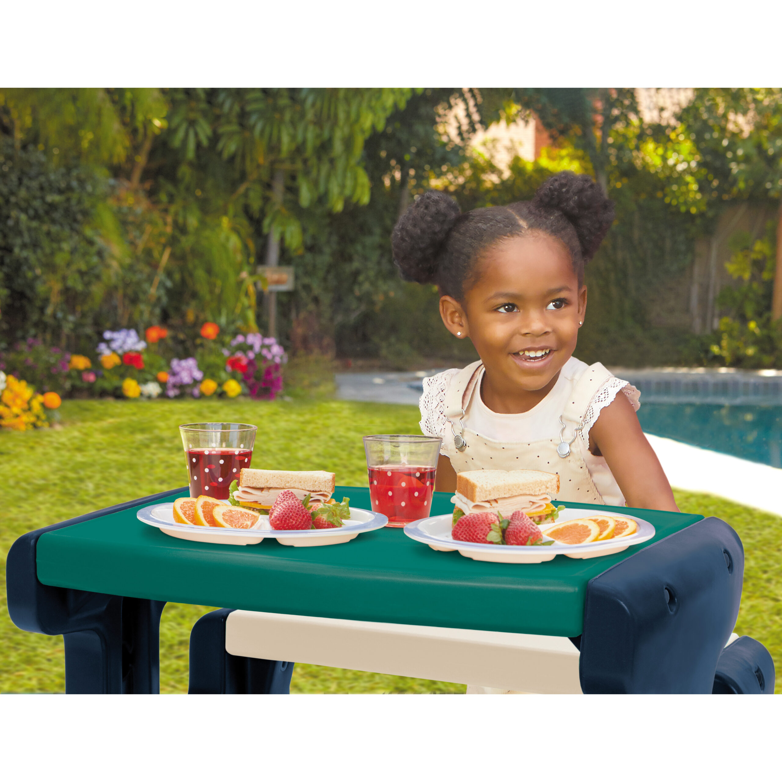 Little Tikes Blue and Green Kids' Picnic Table for the Garden - Slika 3