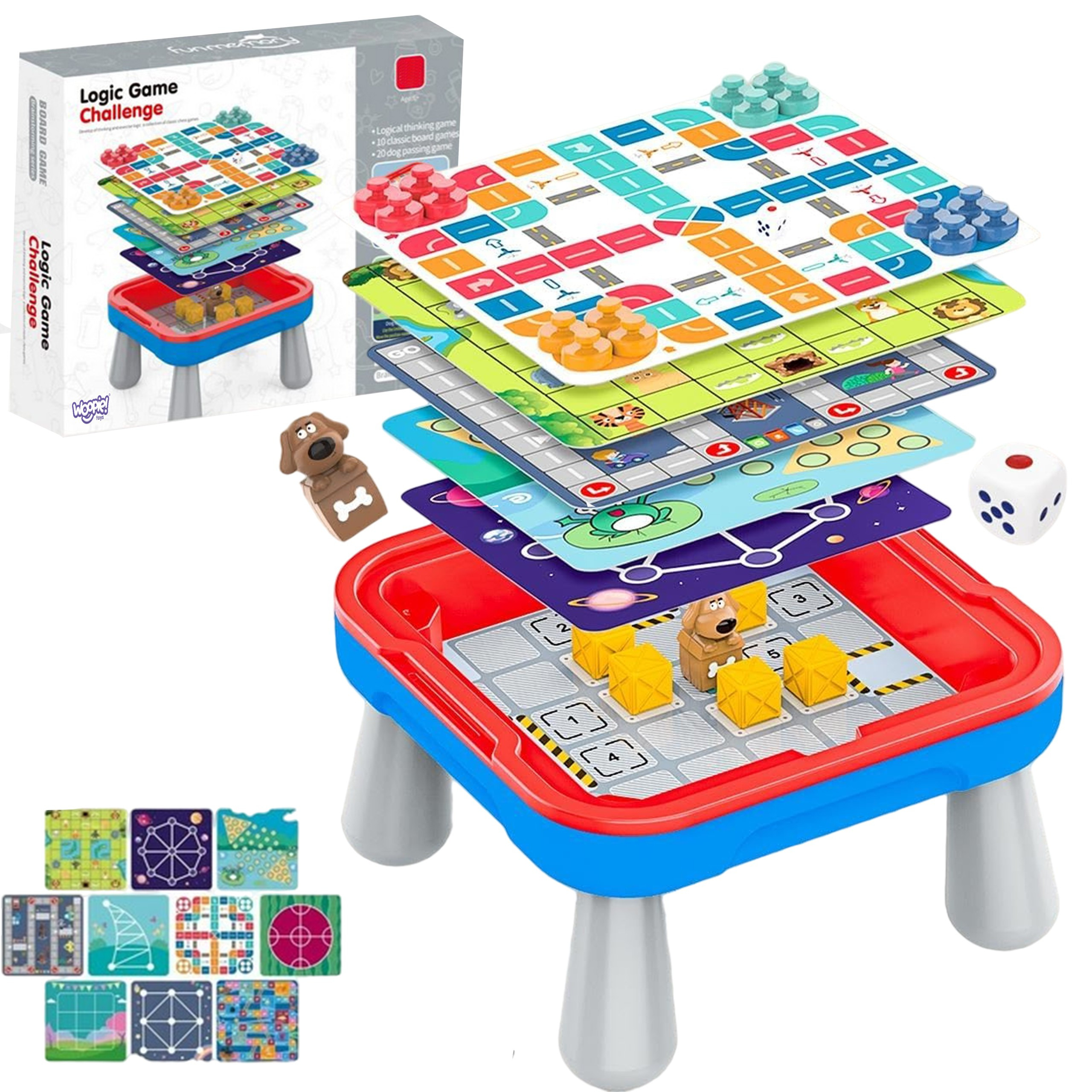 WOOPIE Logic Board Game Table 65 Pieces 10-in-1 Set