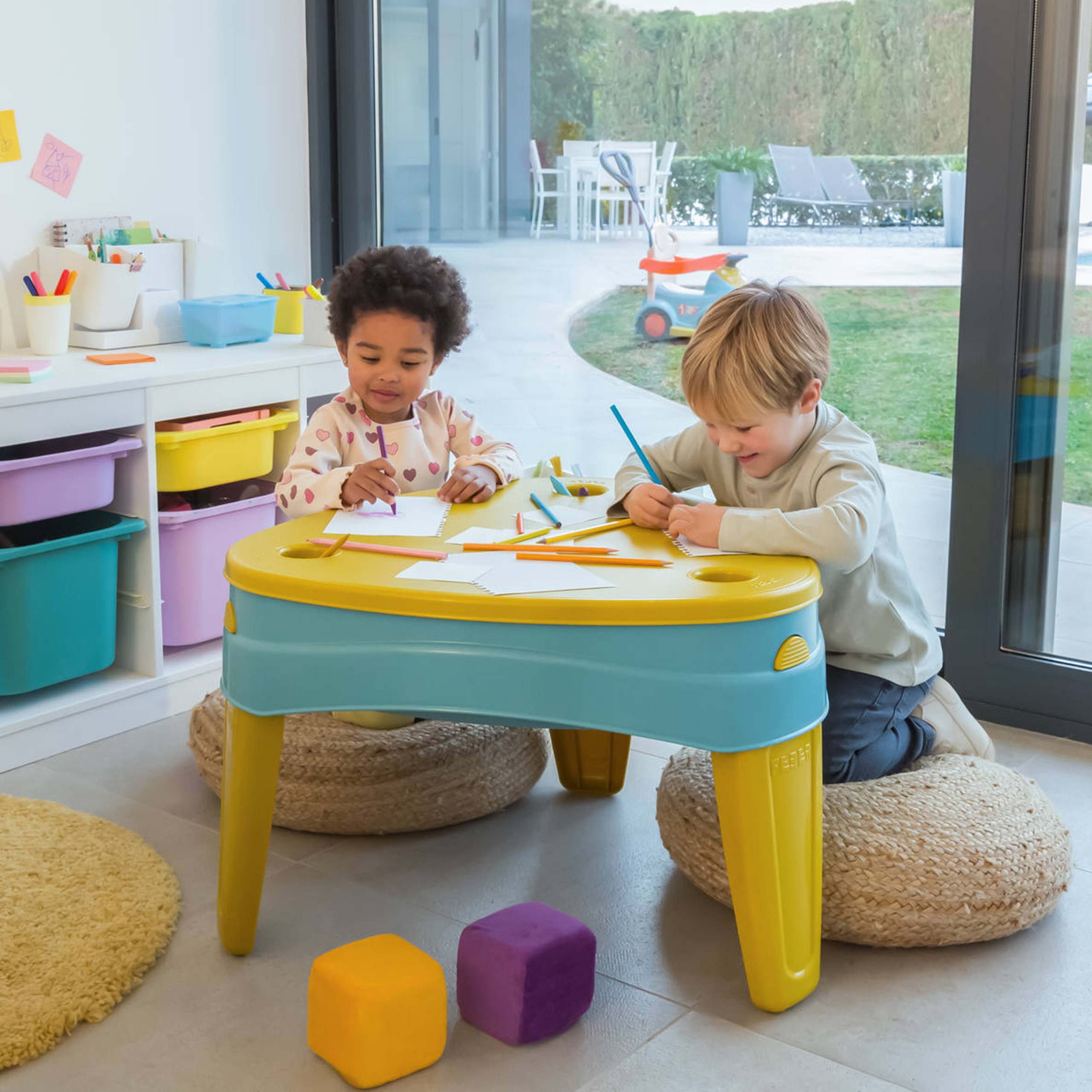 FEBER CASUAL 3in1 Water Table with Cover Sandbox Desk Picnic Table Accessories - Slika 4
