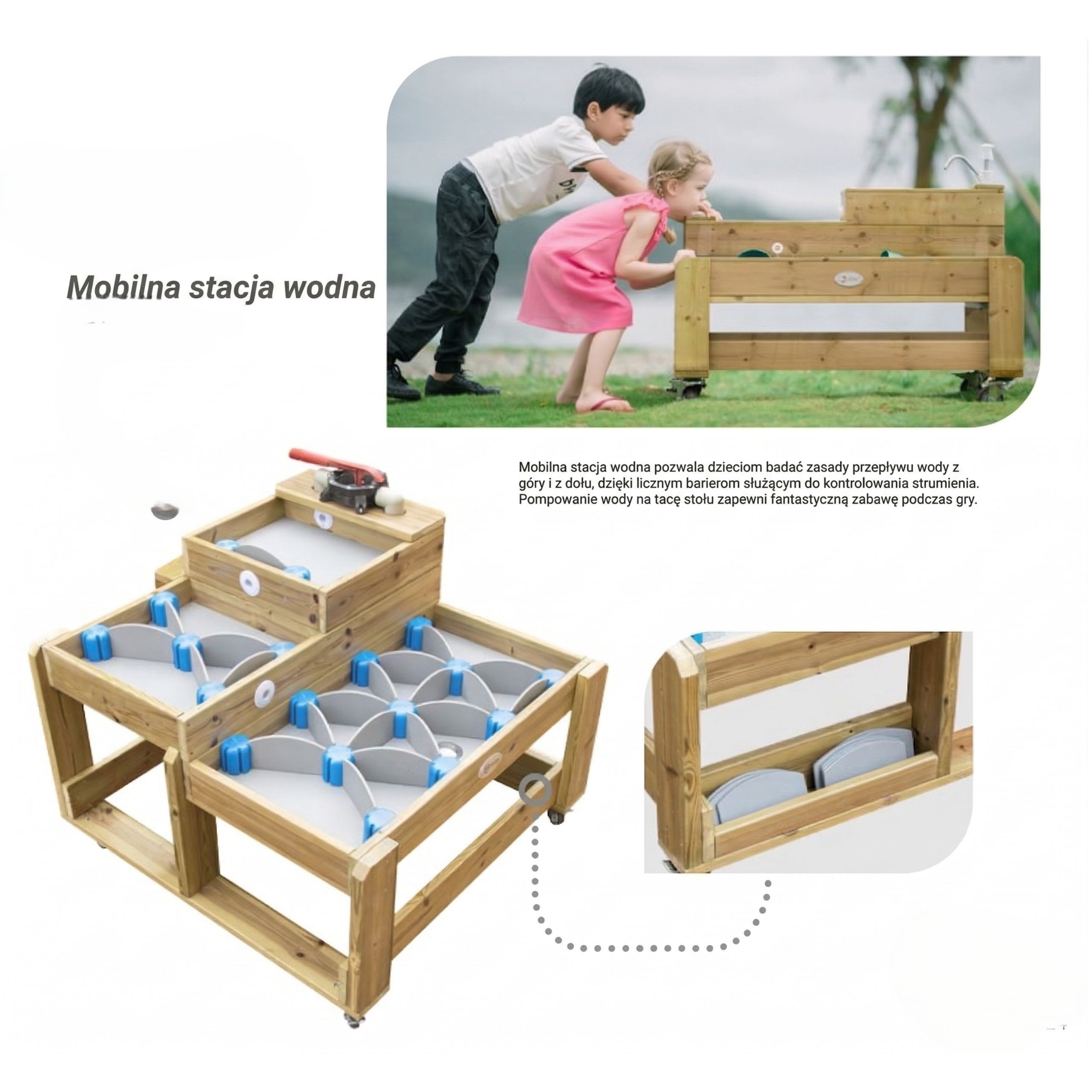 CLASSIC WORLD EDU Wooden Water Table XL Water Path Track with Dams - Slika 3