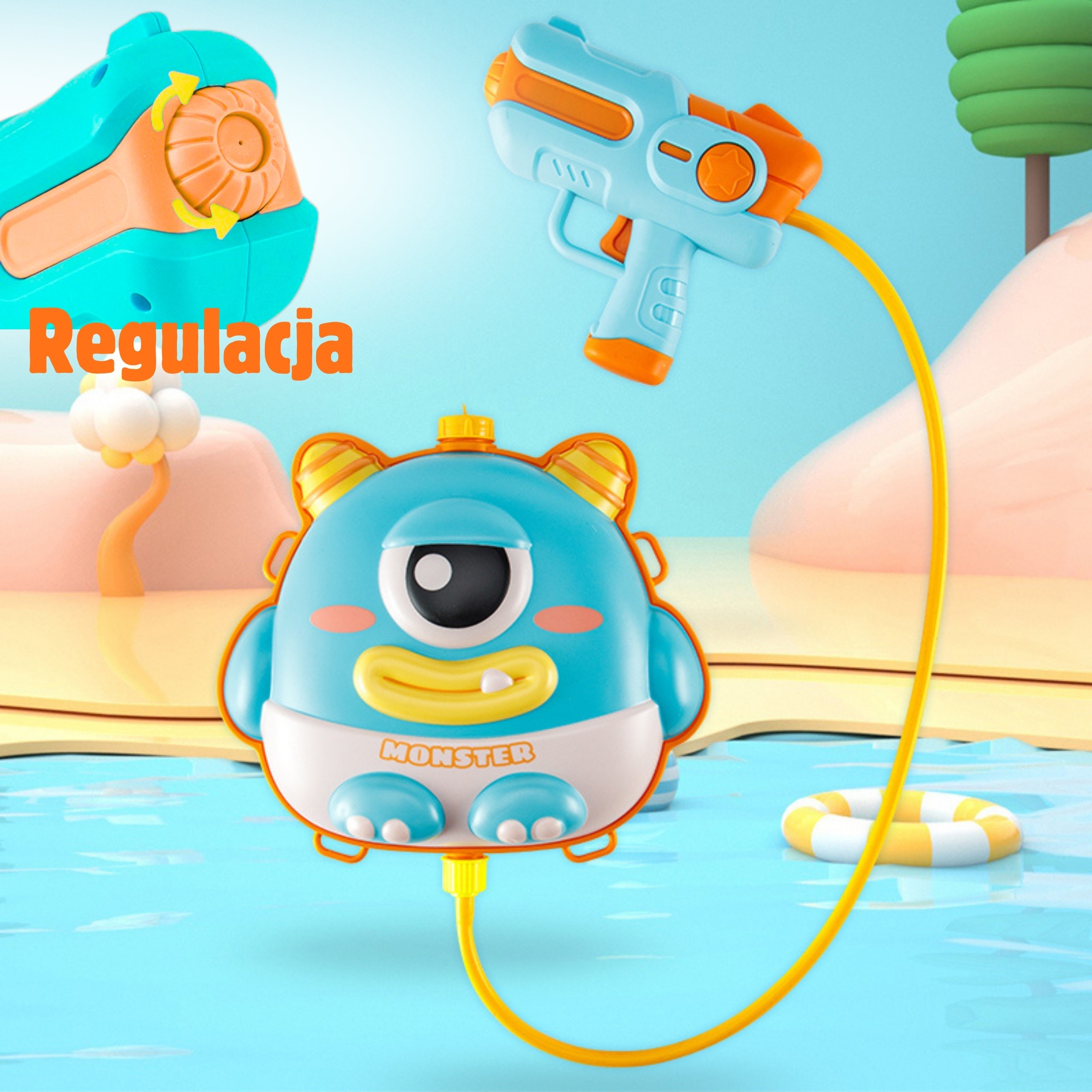 WOOPIE Water Gun with Backpack UFO MONSTER - Capacity 2.1 l - Slika 8