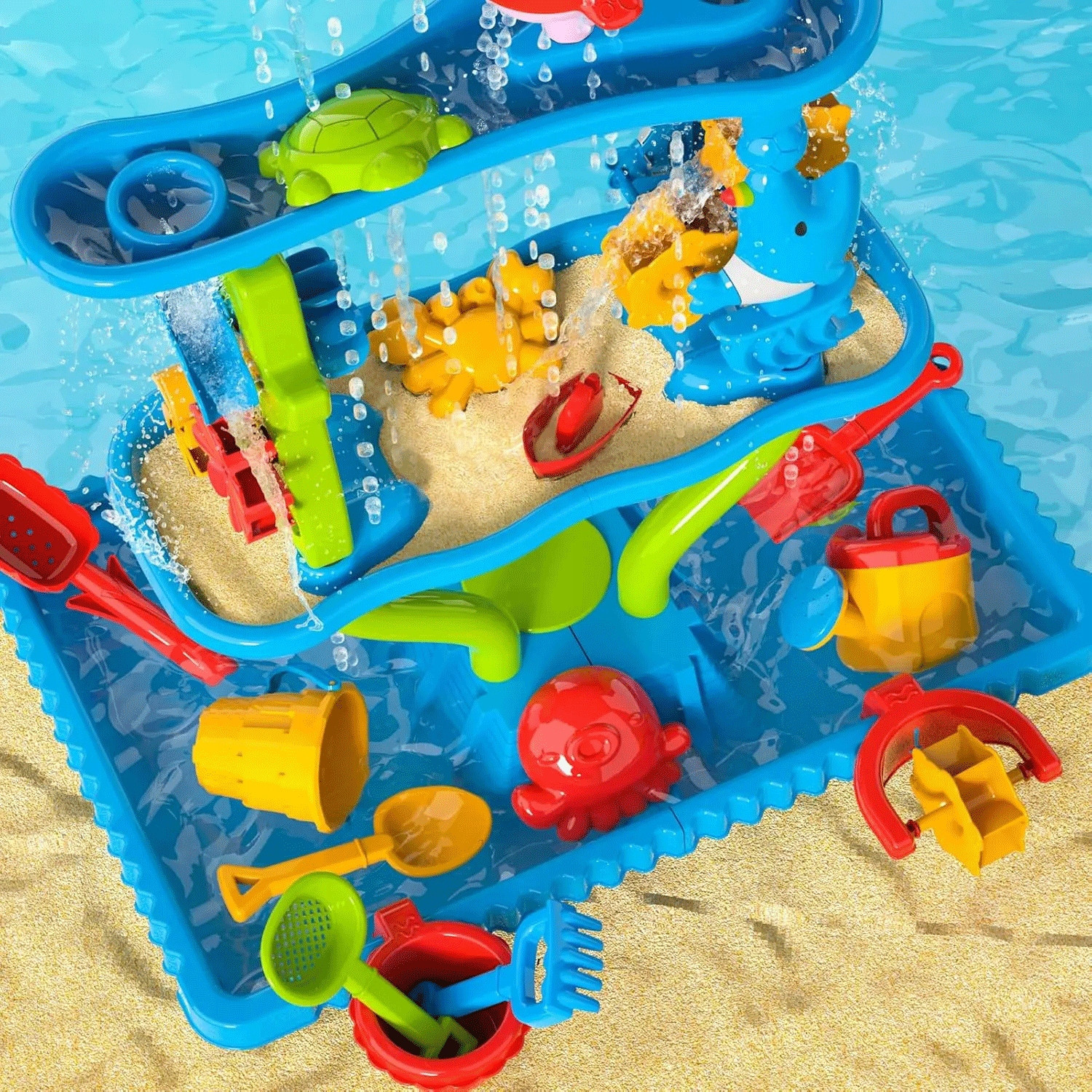 WOOPIE Huge Aquapark Water Table 6 in 1 Sandbox Waterfall Water Track 6-level Modular - Slika 7