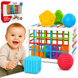 WOOPIE BABY Flexible Sensory Cube Sorter for Children Colorful Shapes 13 pcs.