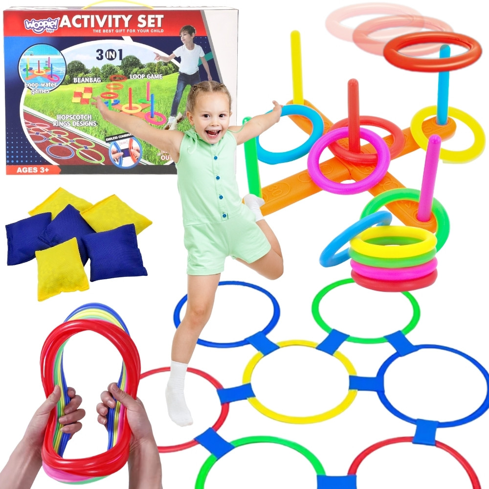 WOOPIE 3-in-1 Serso Cornhole Hopscotch Bean Bag Throw Set