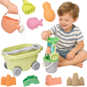 WOOPIE GREEN Sand Play Set with Cart 13 Pieces, BIODEGRADABLE ORGANIC MATERIAL