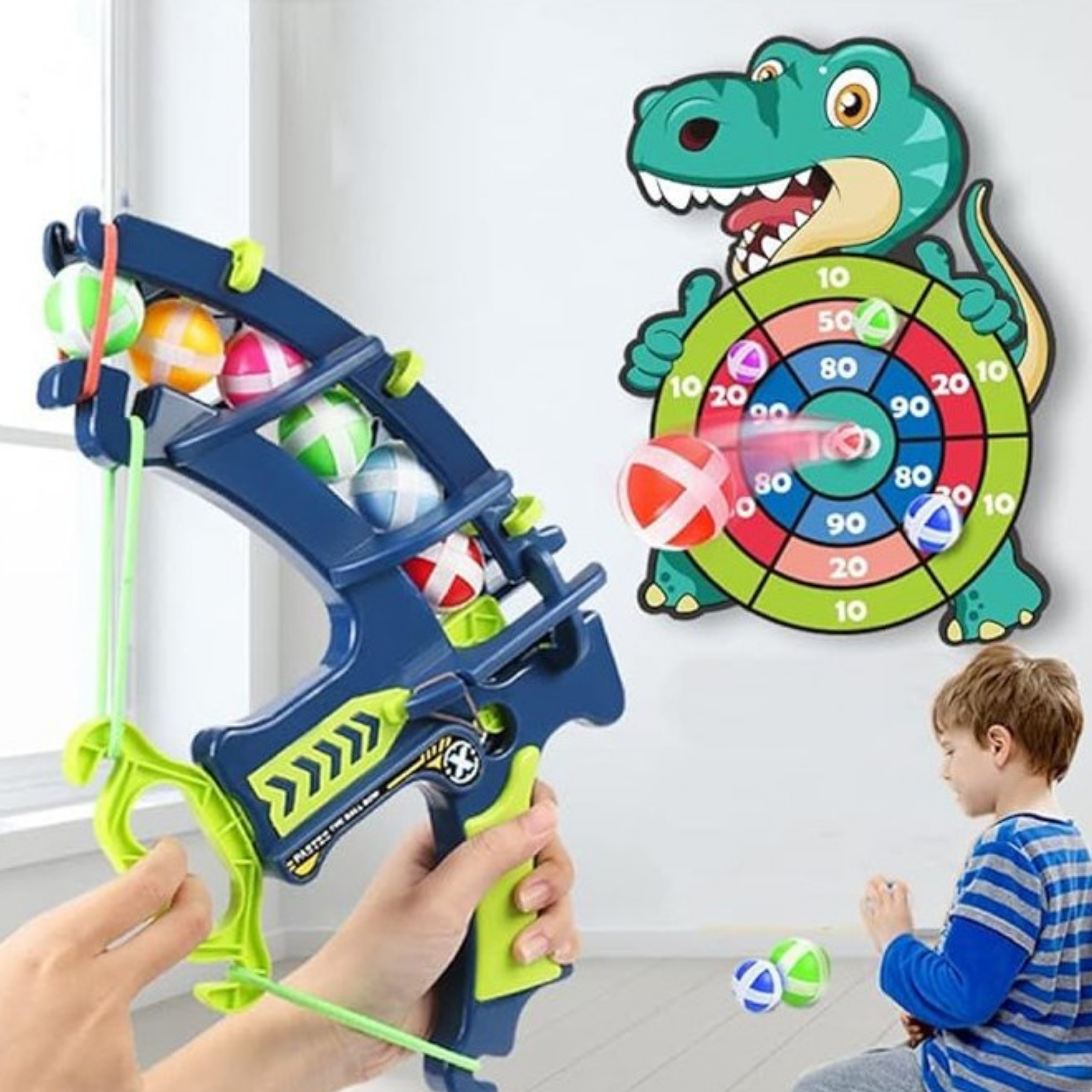 WOOPIE Velcro Darts Arcade Game 2in1 Set: Shield + Dino Bow Launcher - Slika 2