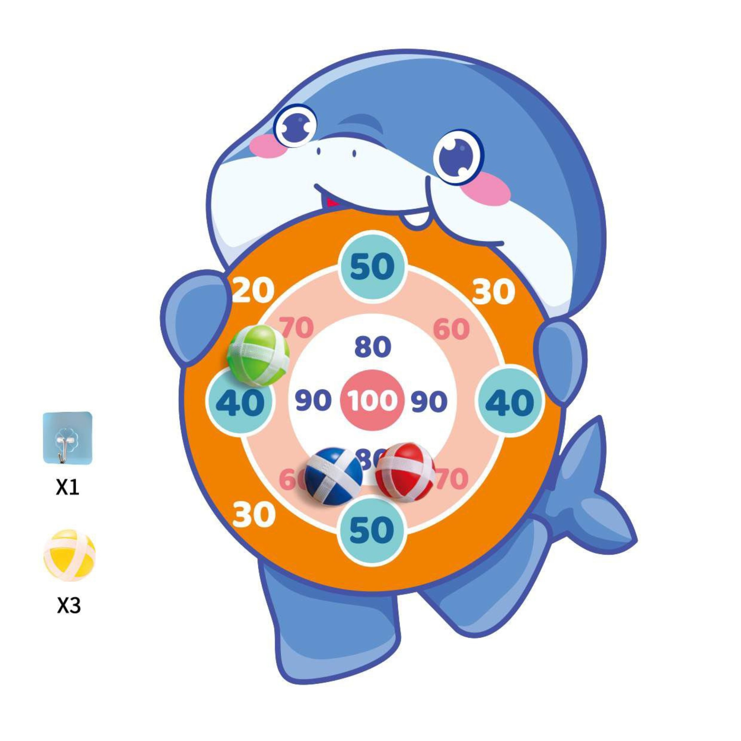 WOOPIE Velcro Dartboard Shark Arcade Game - Slika 2