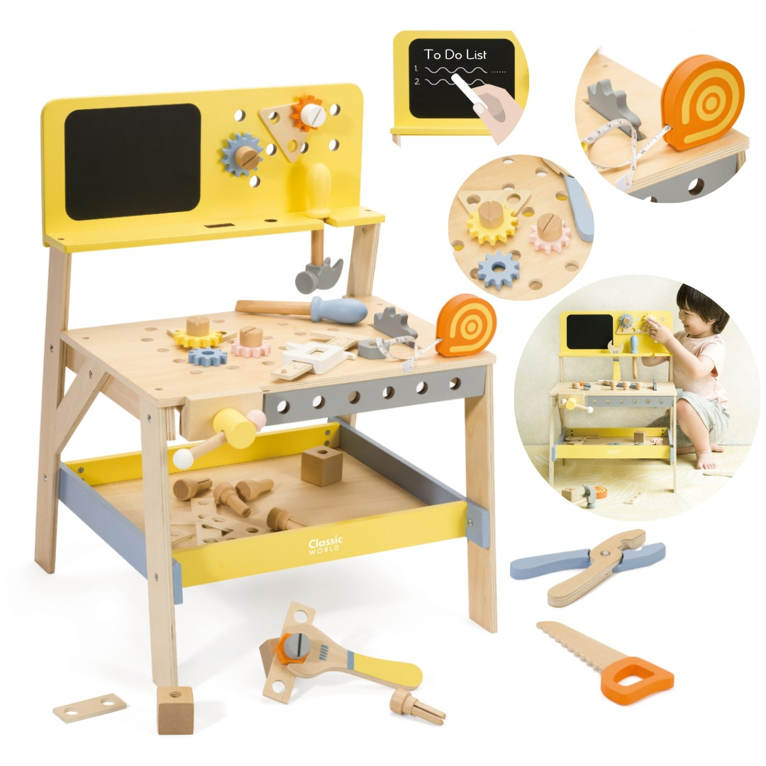 CLASSIC WORLD Wooden Tool Workshop with Chalkboard 27 pcs.