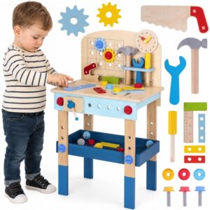 TOOKY TOY Wooden DIY Workshop Table