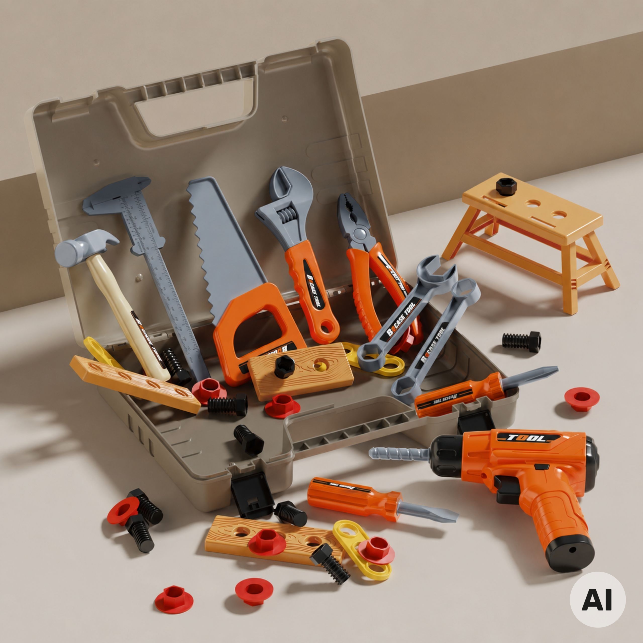 WOOPIE Tool Set in a Case 78 Pieces for Little Handyman Battery-Powered Drill and Light - Slika 2