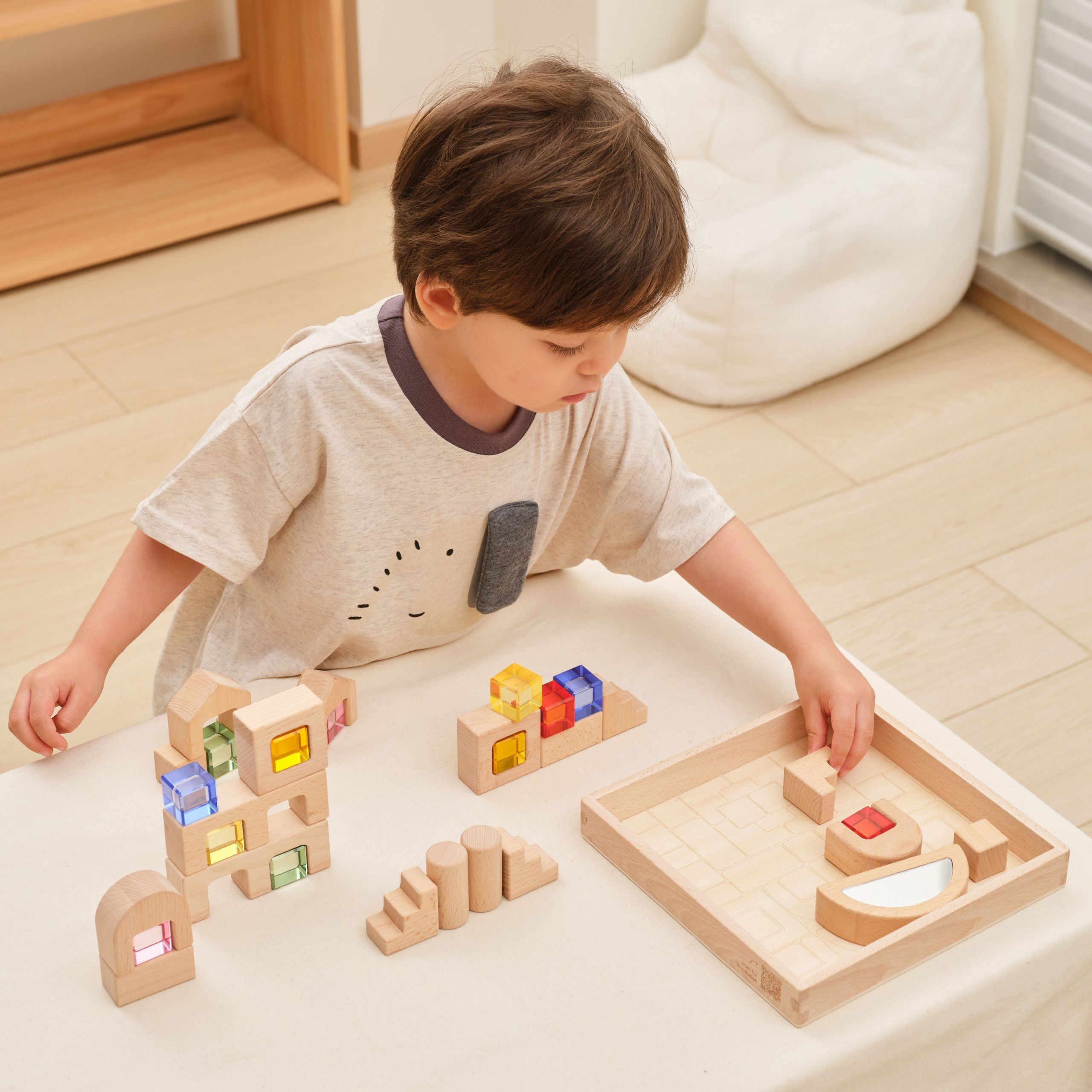 VIGA Wooden Construction Blocks with Colored Windows 32 pcs. - Slika 2