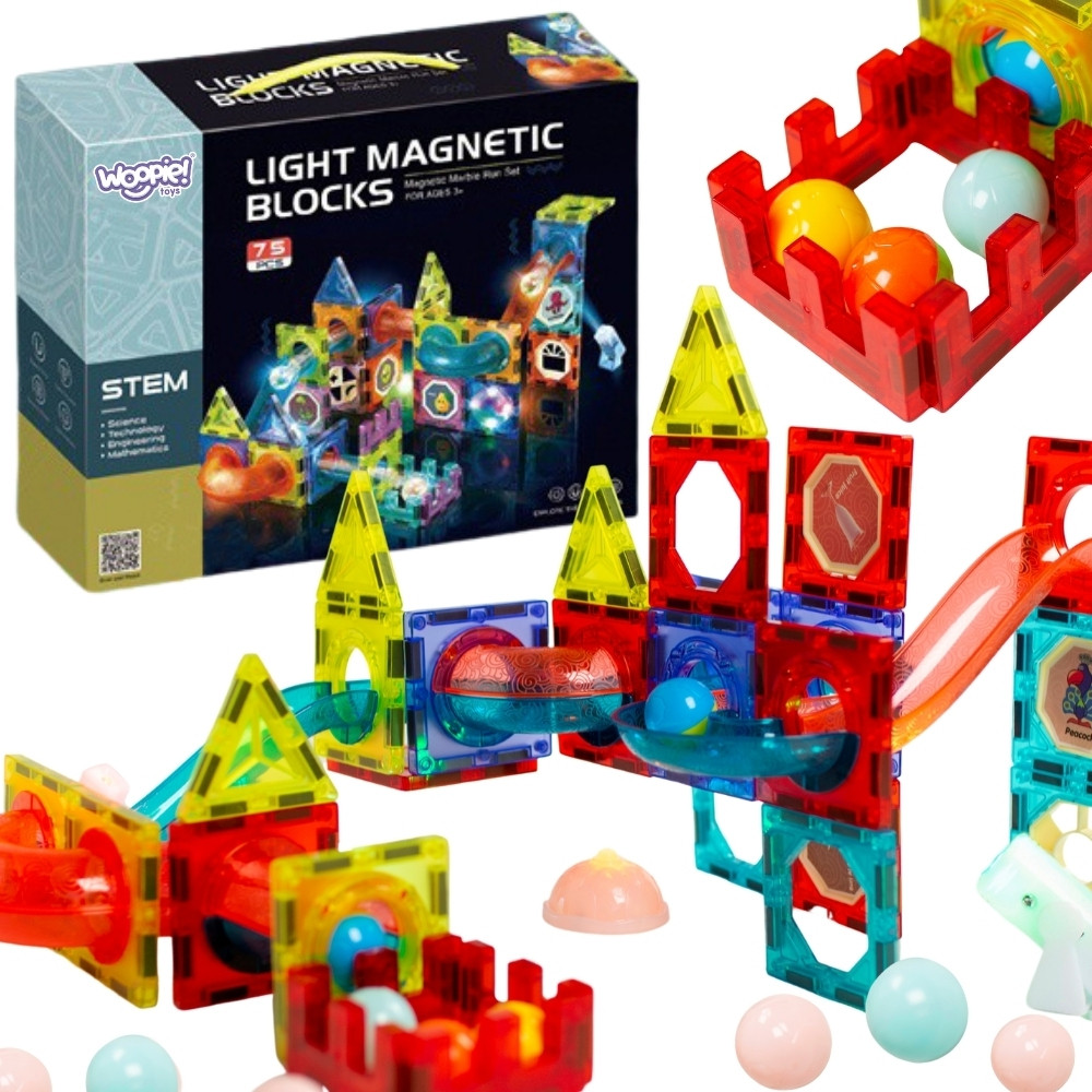 WOOPIE Magnetic Blocks Ball Track Light 75 pcs.