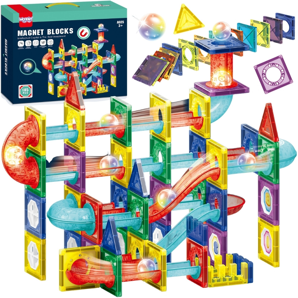 WOOPIE Magnetic Construction Blocks 3D Educational Set Ball Track 105pcs.
