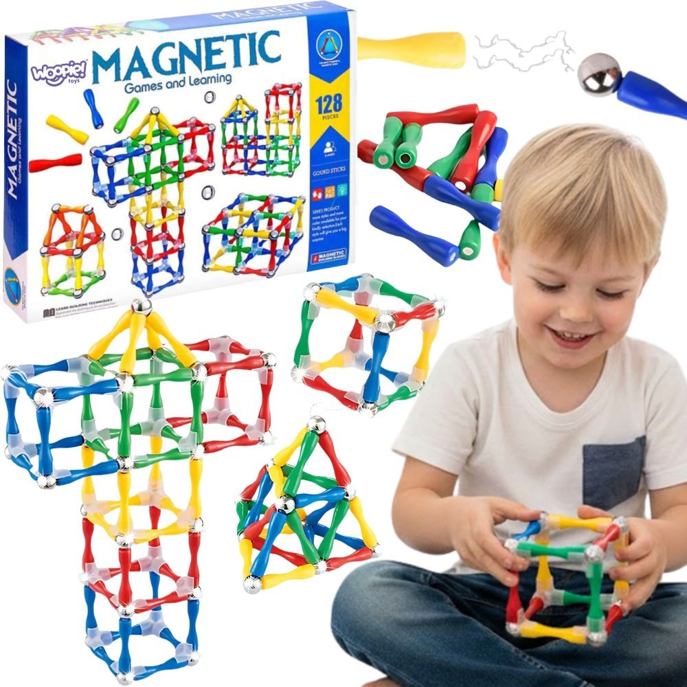 WOOPIE Magnetic Construction Blocks 3D 128 pcs XXL