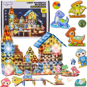 WOOPIE magnetski konstrukcijske kocke Glowing 3D dinosaur Park 124pcs.