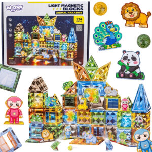WOOPIE magnetski konstrukcijske kocke Glowing 3D životinja World 124pcs.