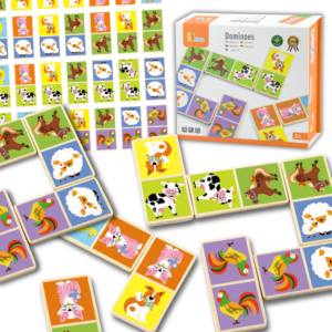 VIGA edukativni drveni Domino kocke Farm igra 28 dijelova Montessori
