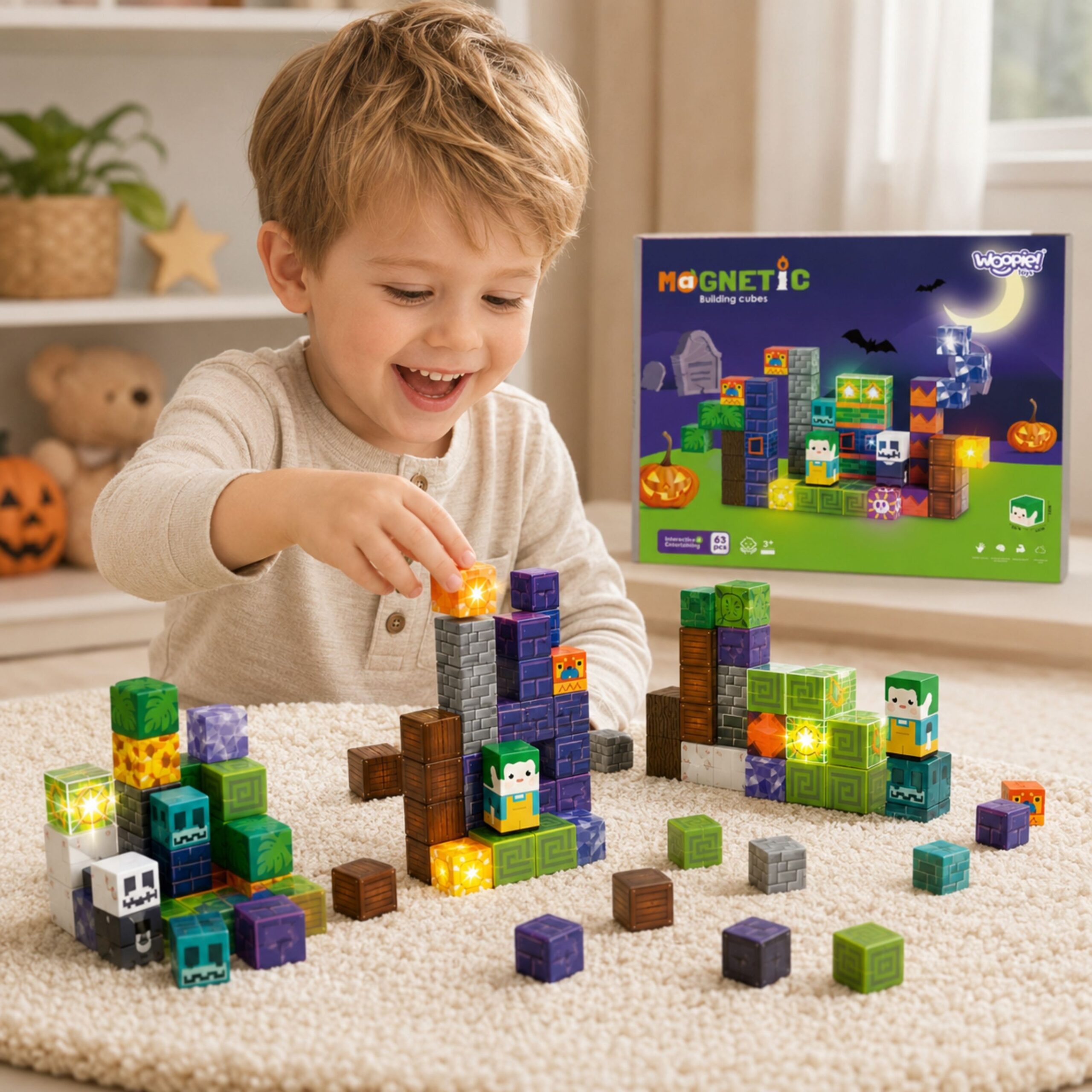 WOOPIE Magnetic Blocks Glowing Halloween 63 pcs. - Slika 2