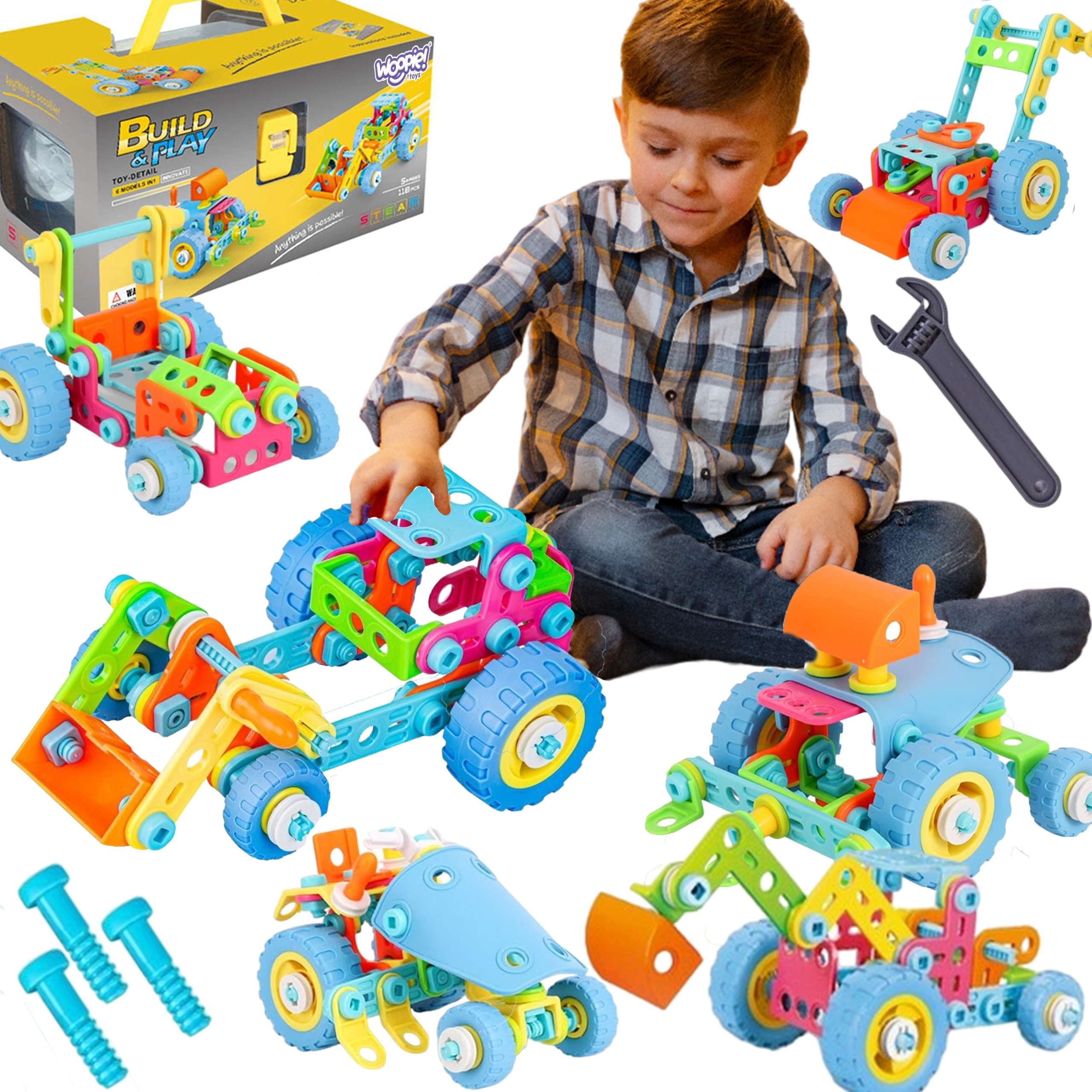 WOOPIE 6-in-1 STEM Vehicle Building Block Set