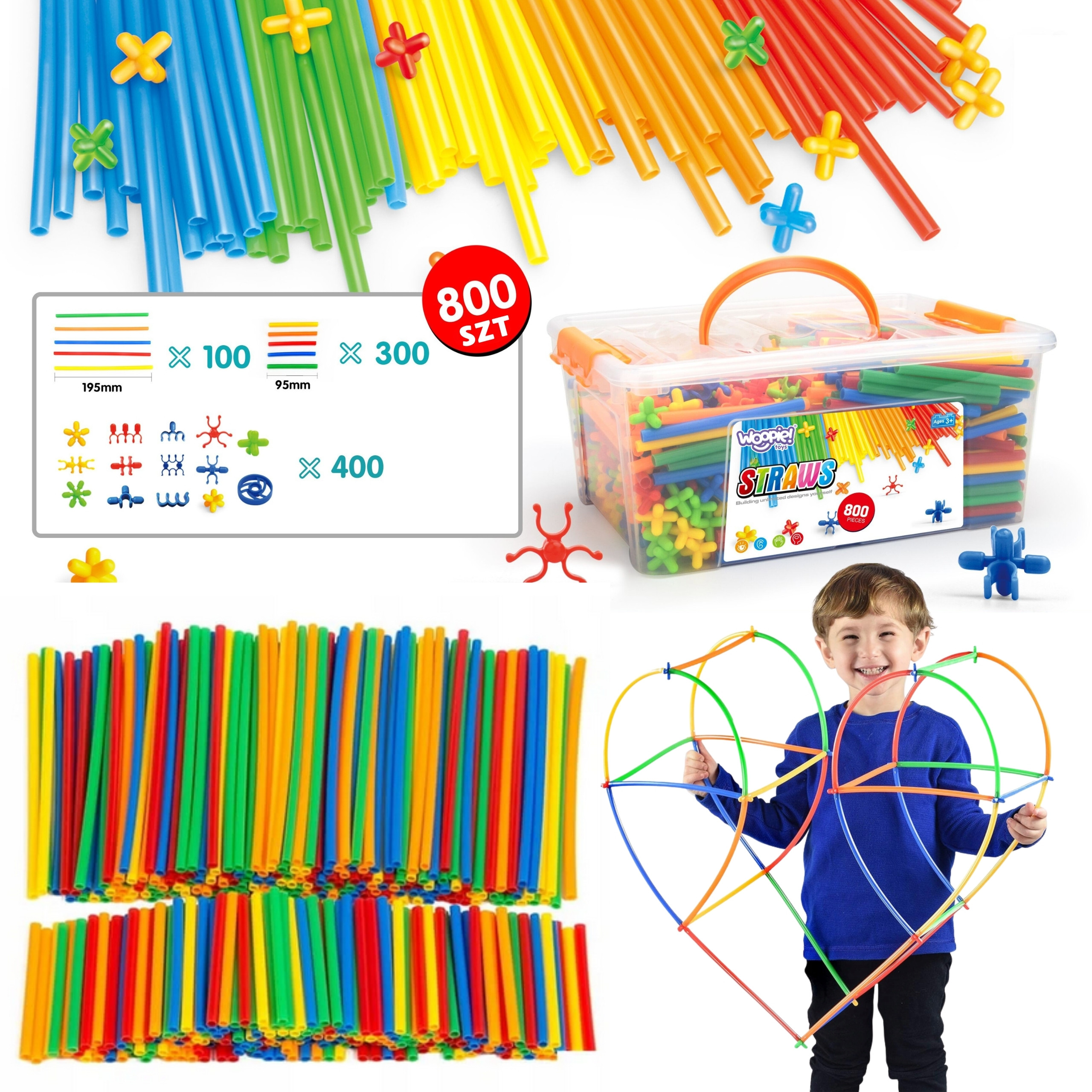 WOOPIE Building Blocks Colorful Straws 800 pcs. - Slika 2