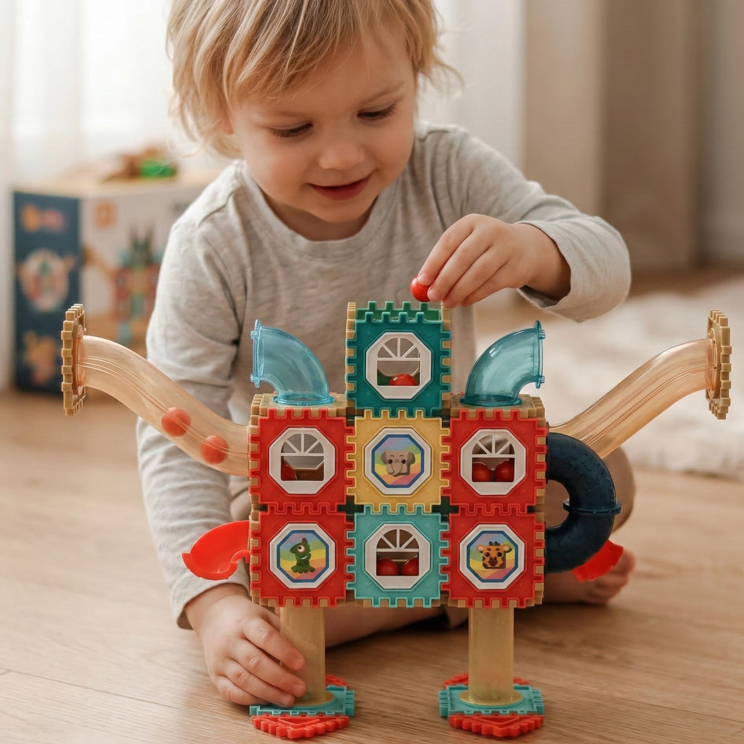 WOOPIE Magnetic Construction Blocks 3D Educational Set Ball Track 128 pcs. - Slika 2