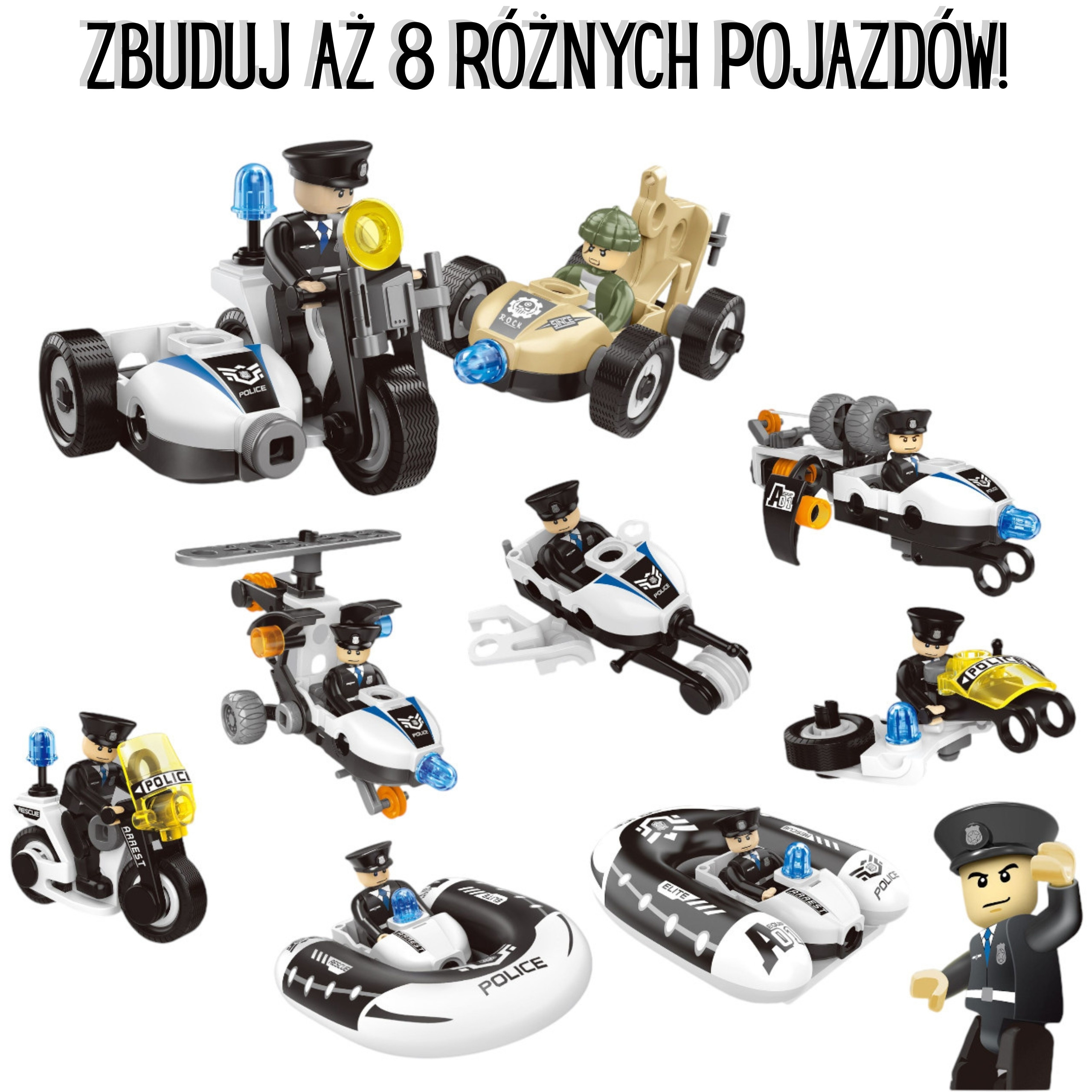 WOOPIE Building Blocks Build Police Vehicles 8 STEAM Models – Become a city hero! - Slika 2