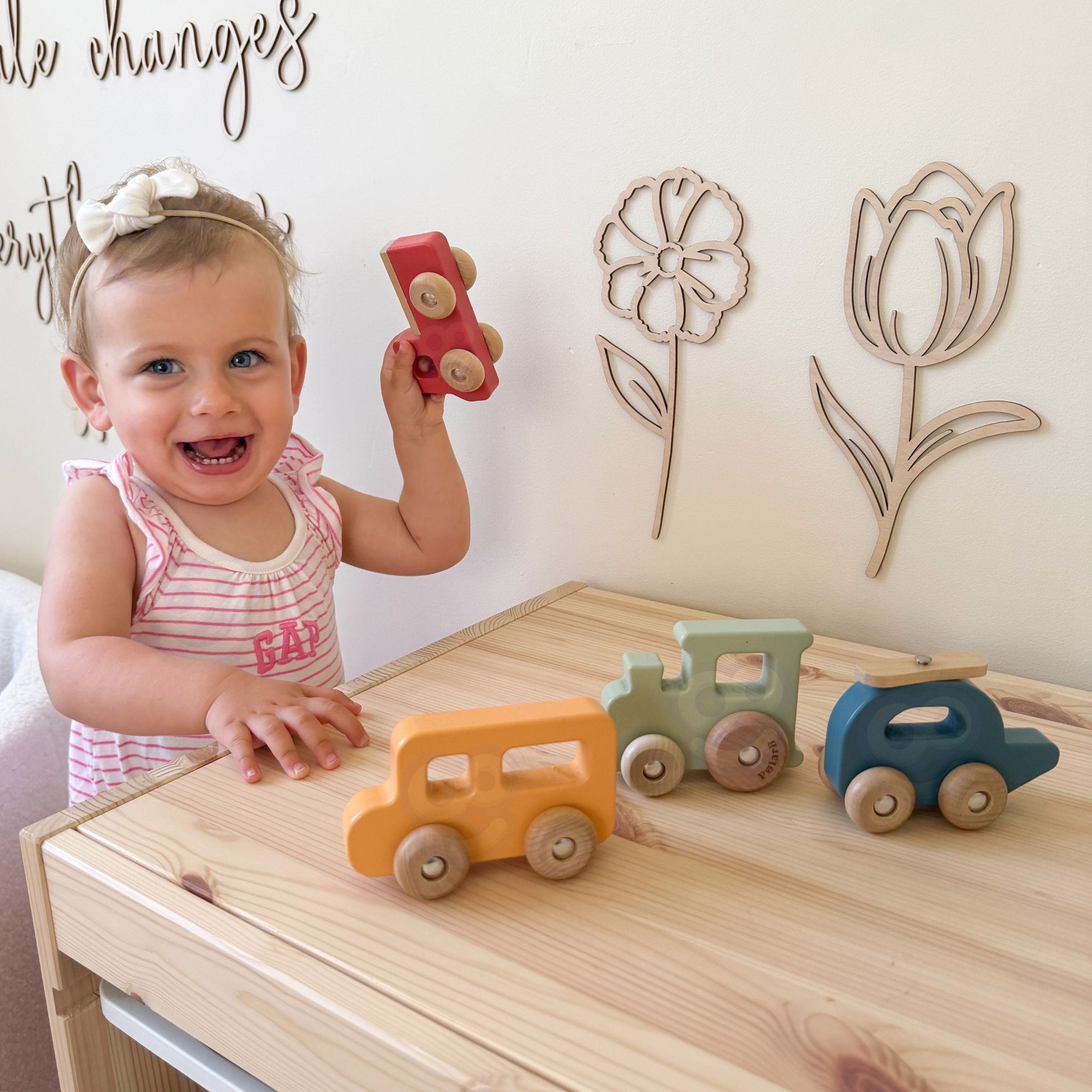 VIGA Set of Wooden Colorful Vehicles 4 pcs from the PolarB Series - Slika 2