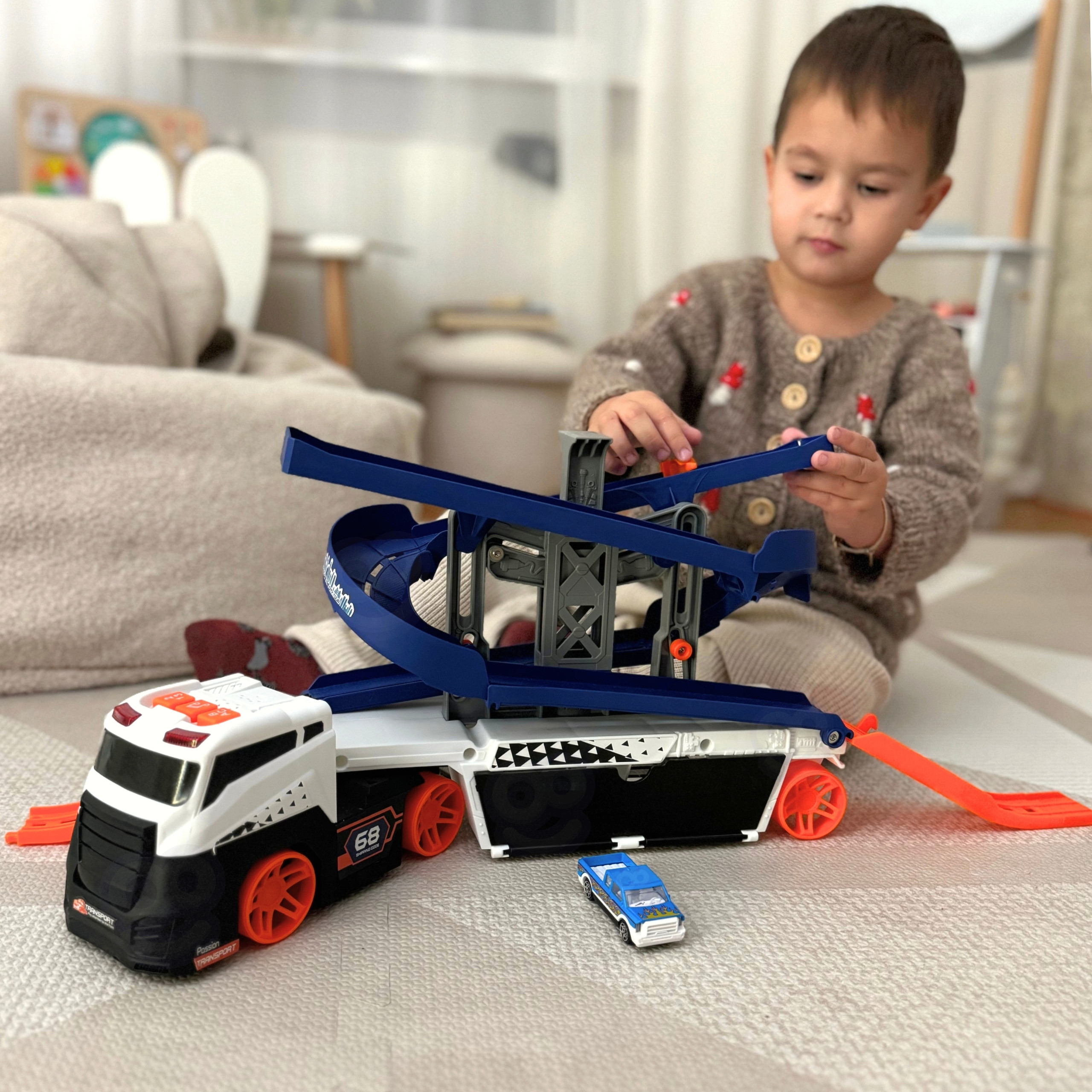 Woopie Parking Garage Track Transporter Truck Tow Truck Car XL - Slika 2