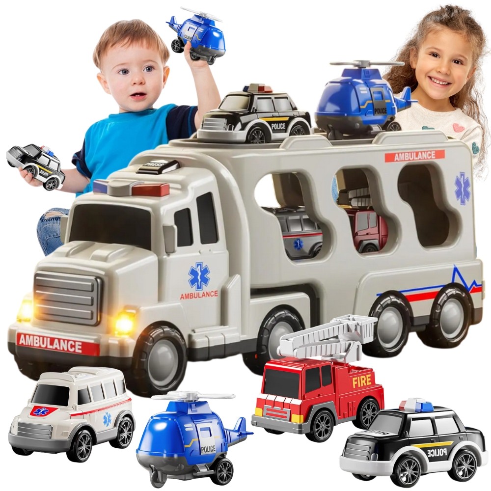 WOOPIE Road Tow Truck Set of 5 Cars - Ambulance