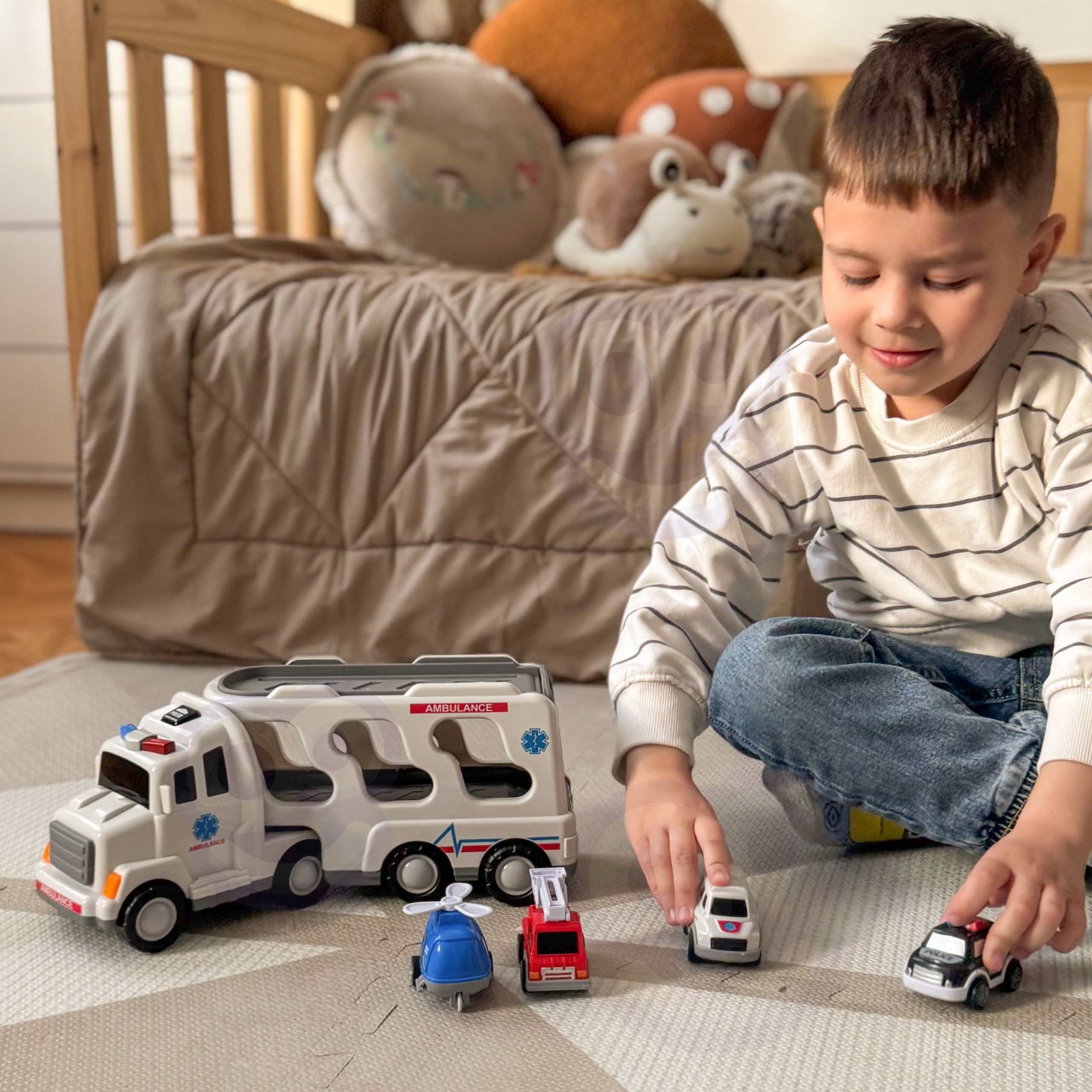 WOOPIE Road Tow Truck Set of 5 Cars - Ambulance - Slika 2