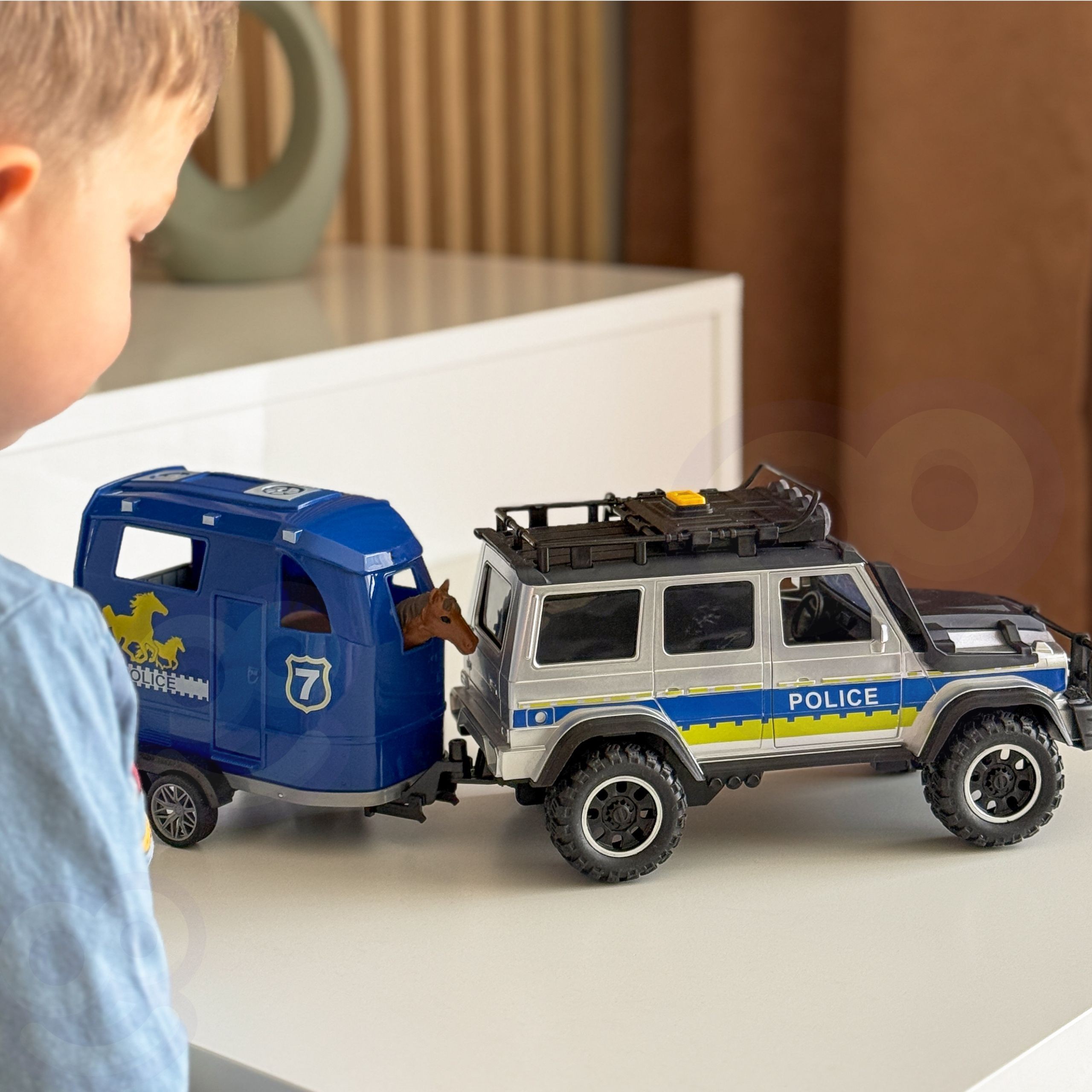 WOOPIE Police Off-Road Vehicle with Horse Trailer Set - Slika 2