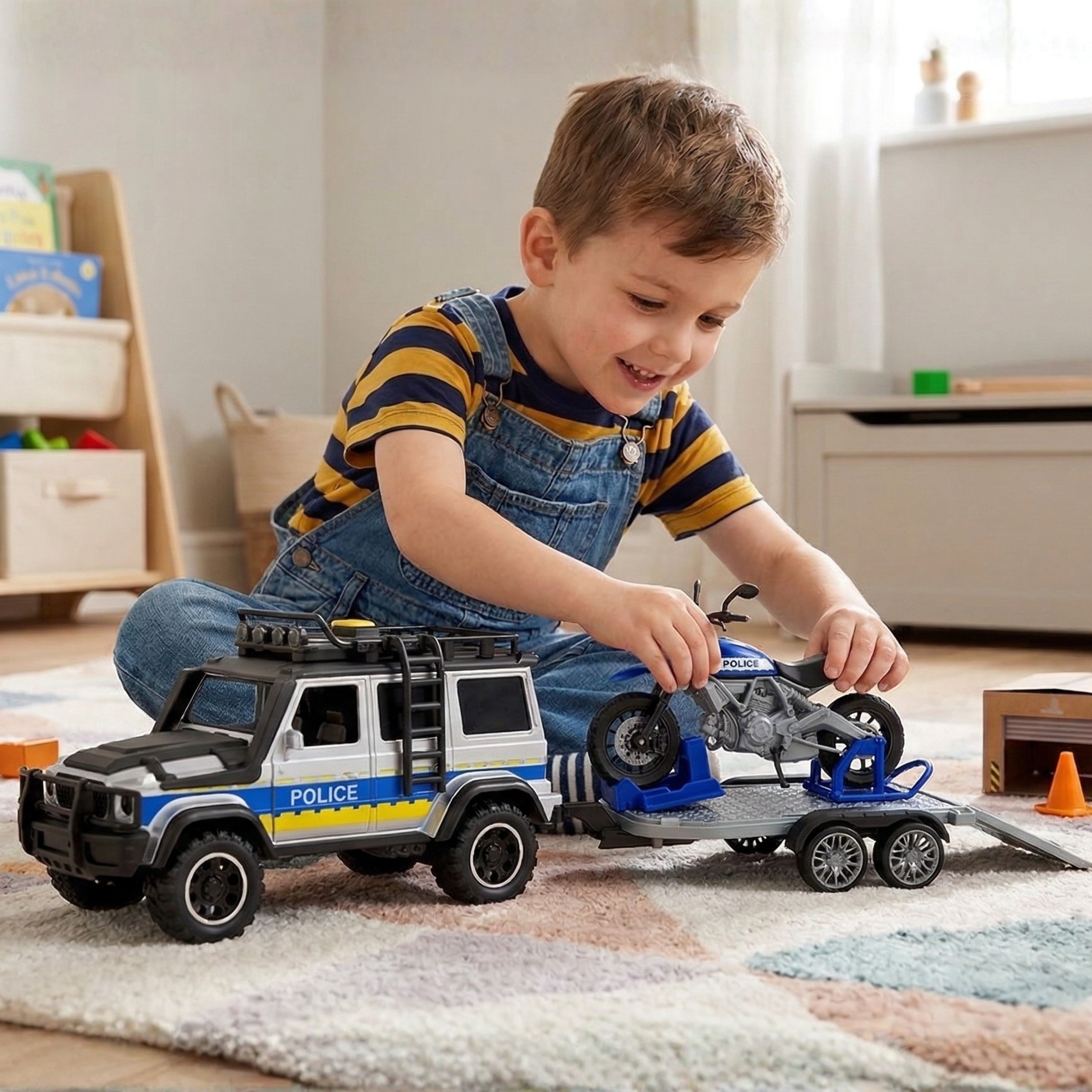 WOOPIE Police Off-Road Vehicle with Motorcycle Trailer Set - Slika 2