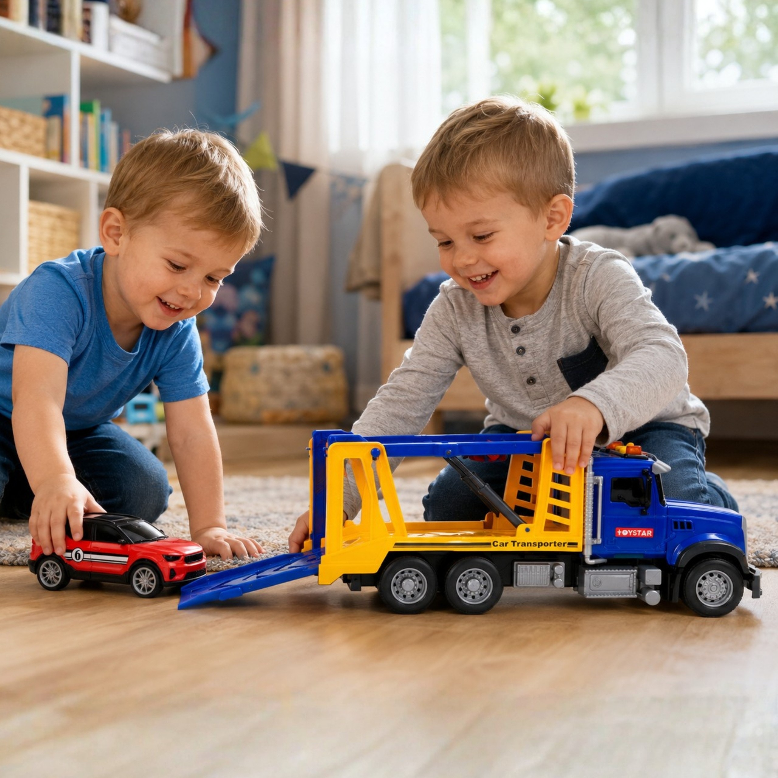 WOOPIE Tow Truck Transporter with Car Light Sound Scale 1:14 - Slika 2