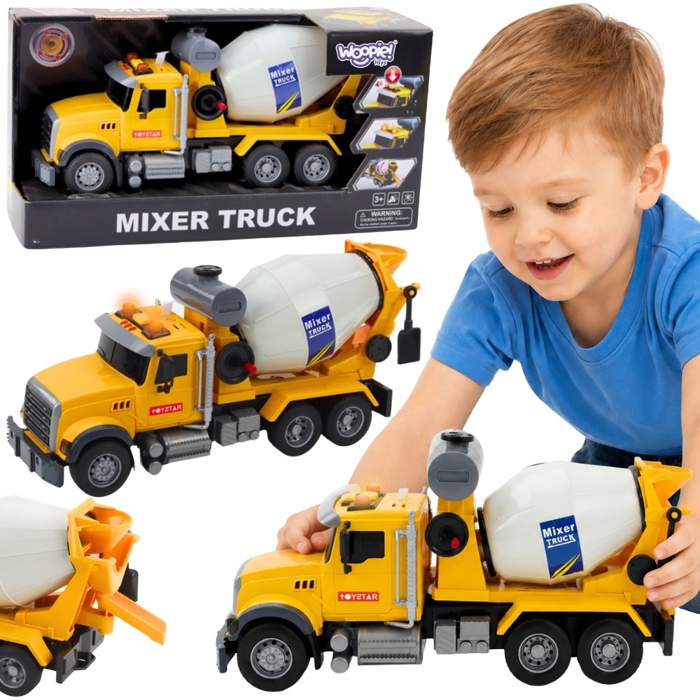 WOOPIE Cement Mixer Truck Rotating Drum Lights Sounds Yellow