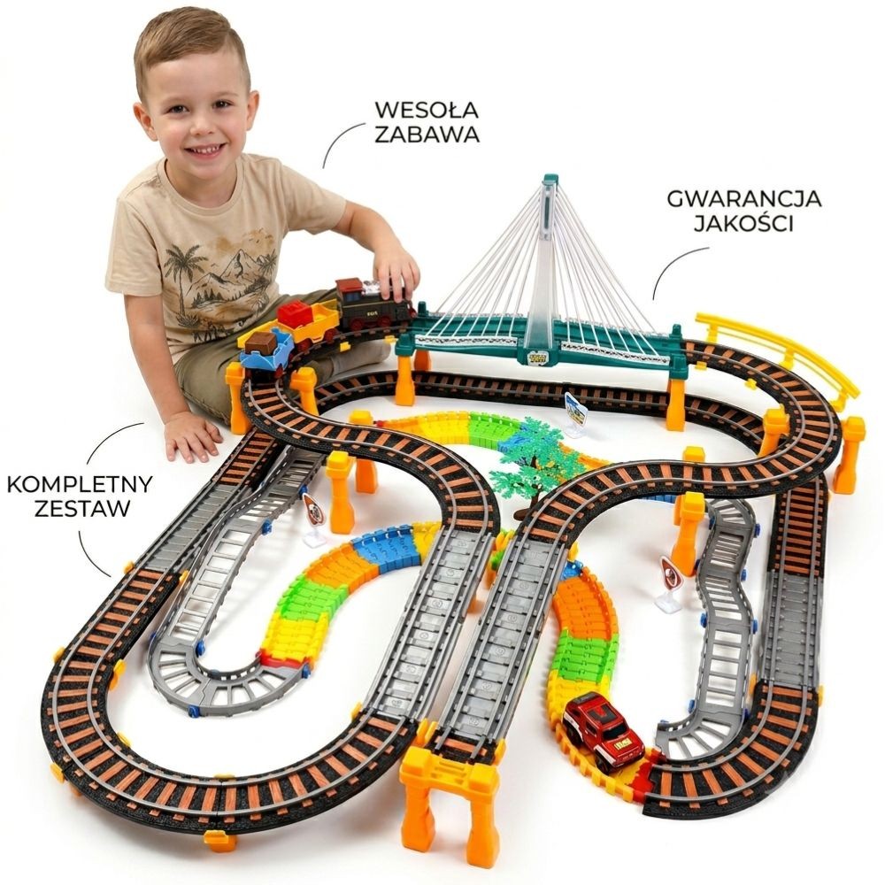 WOOPIE Electric Train Race Track 2in1 Train Viaduct Car XXL 192 pcs.